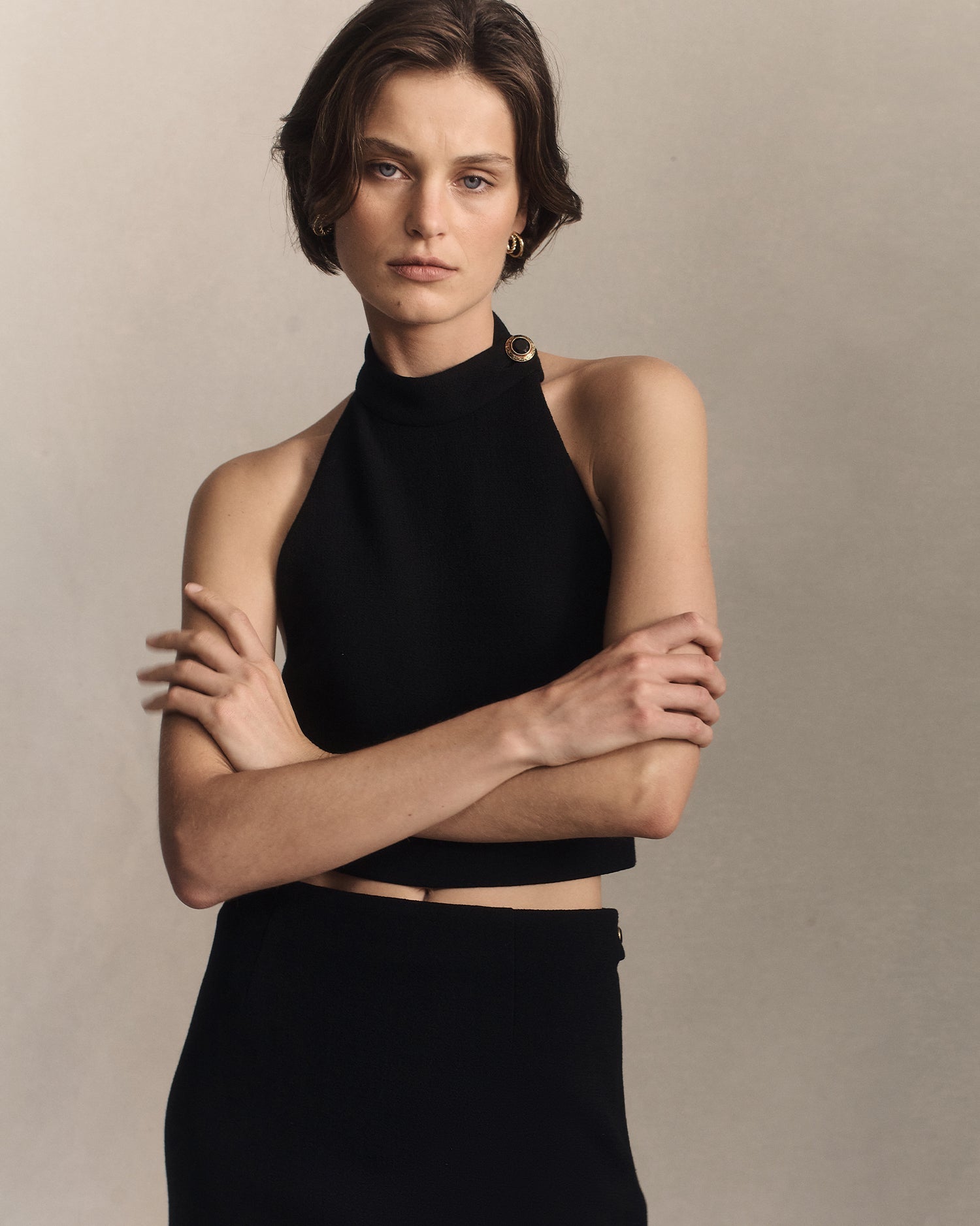 Gabrielle Crop - Black Crepe | P Johnson