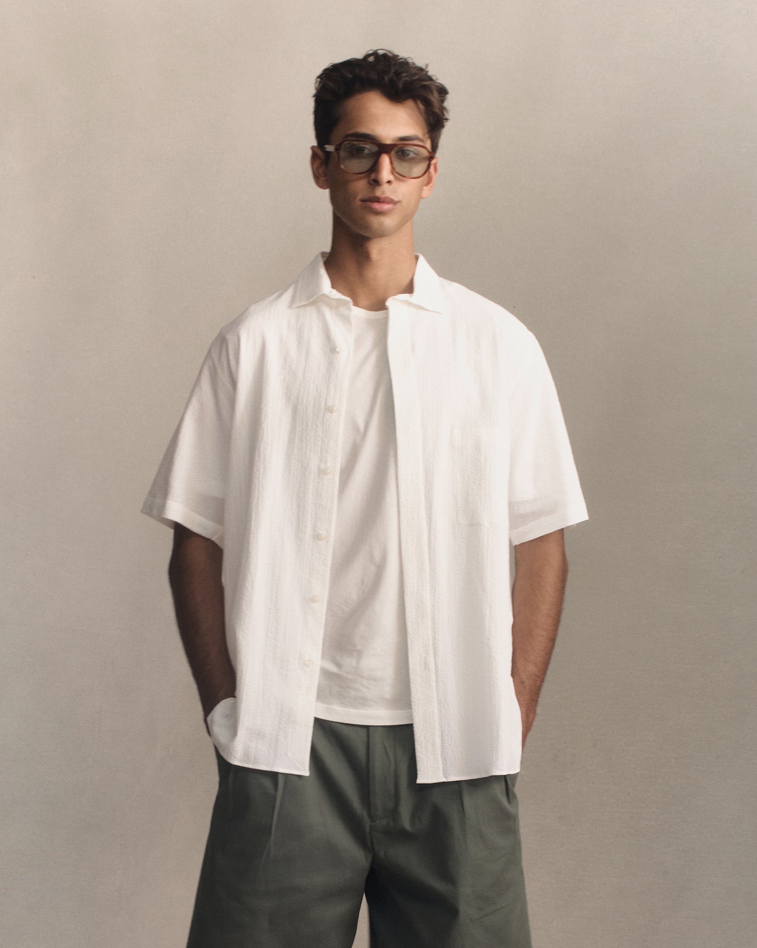 Resort Shirt I - White Fine Seersucker