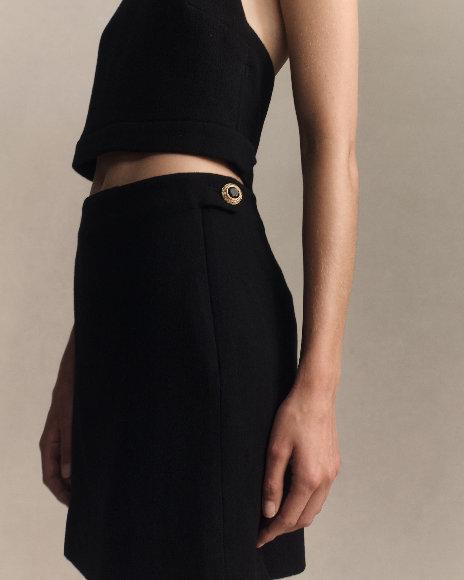 Gabrielle Skirt - Black Crepe | P Johnson