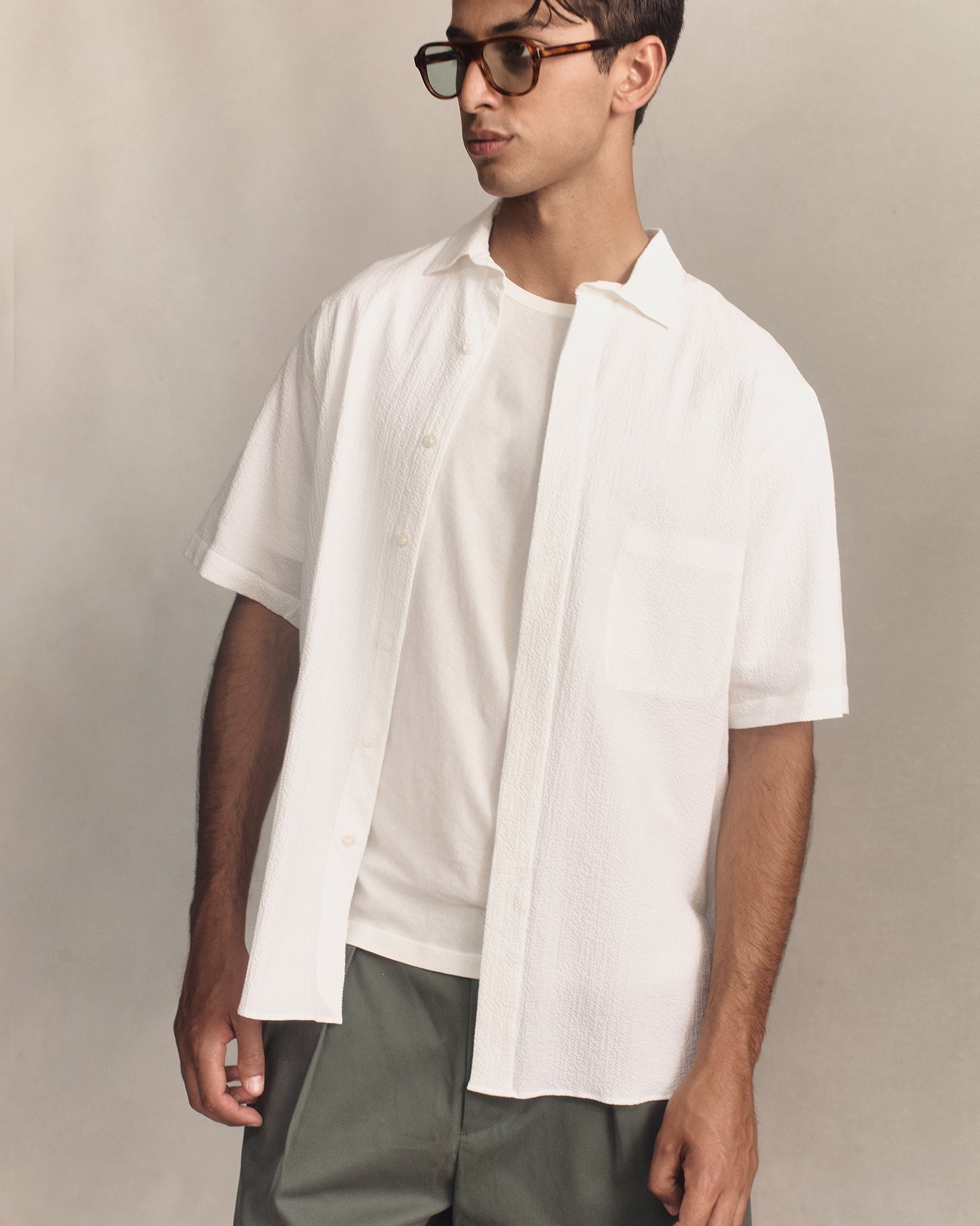 Resort Shirt I - White Fine Seersucker