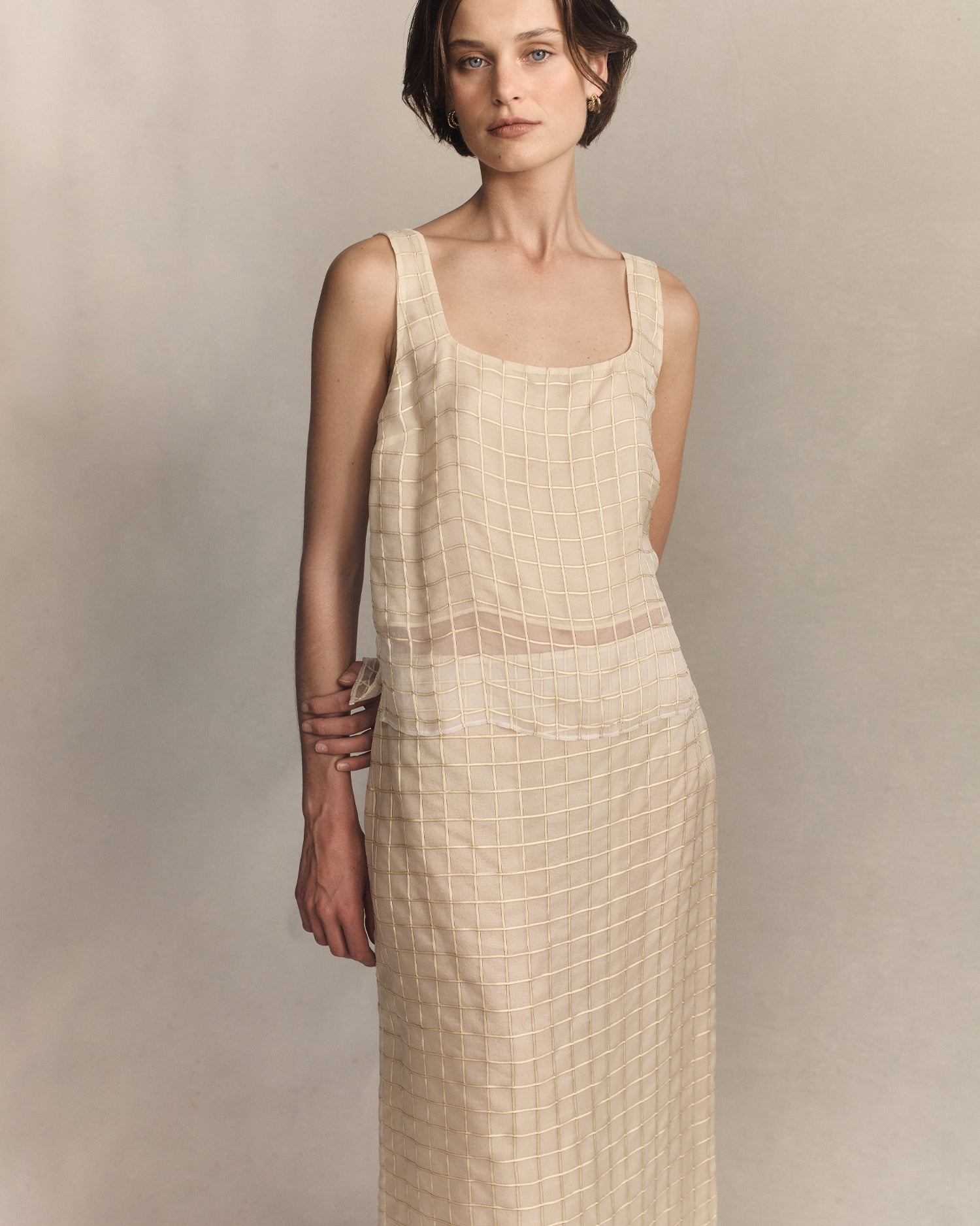 Tia Skirt - Gold Check | P Johnson