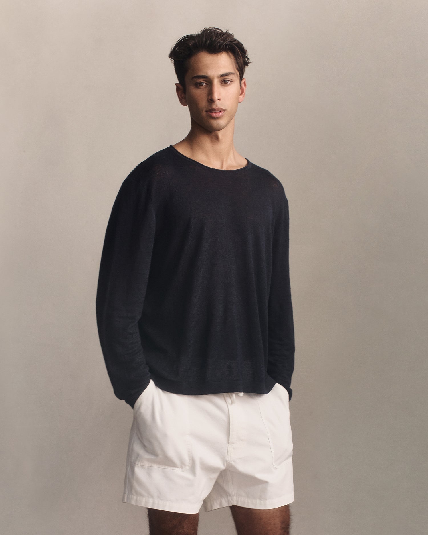 Linen Sweater - Navy
