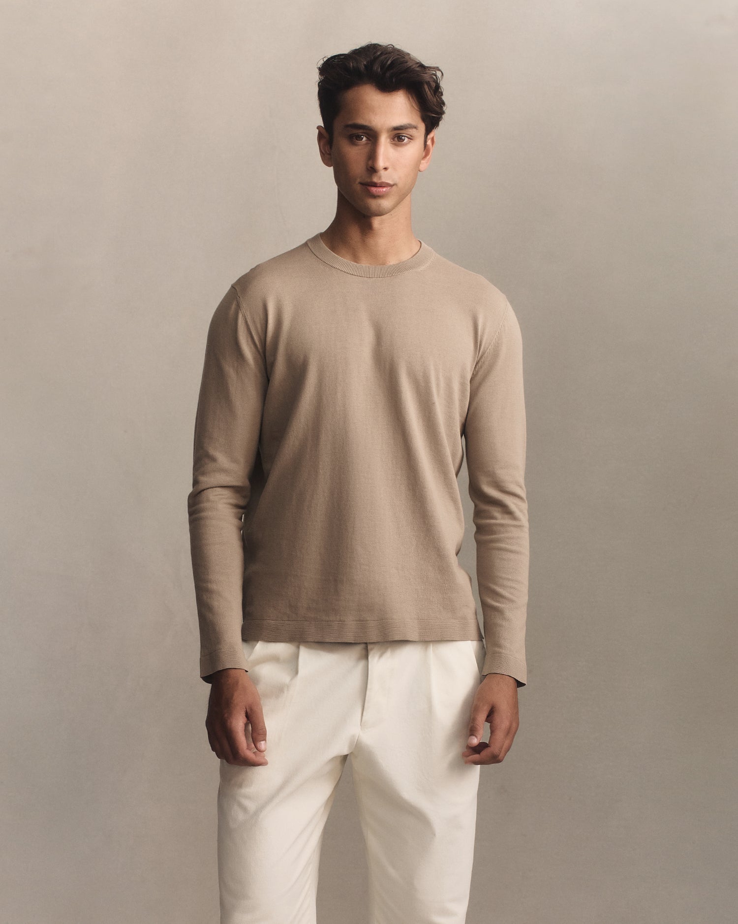 Ice Cotton Long Sleeve Top - Taupe
