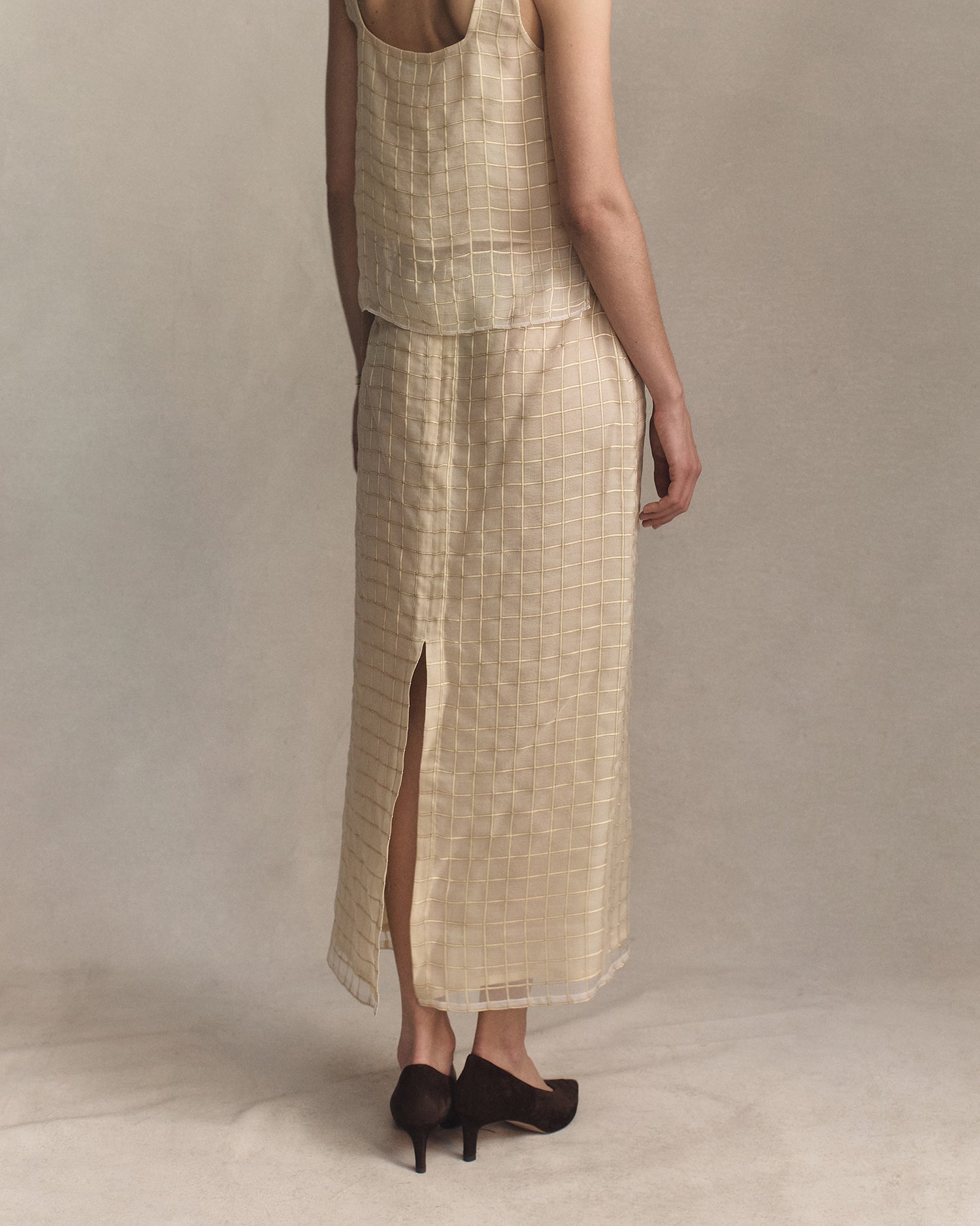 Tia Skirt - Gold Check