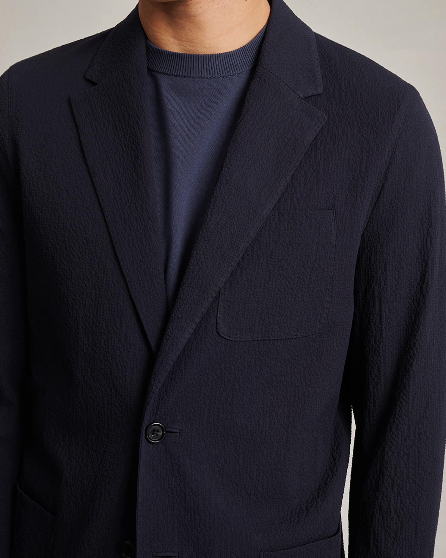 Slack Jacket - Navy Seersucker