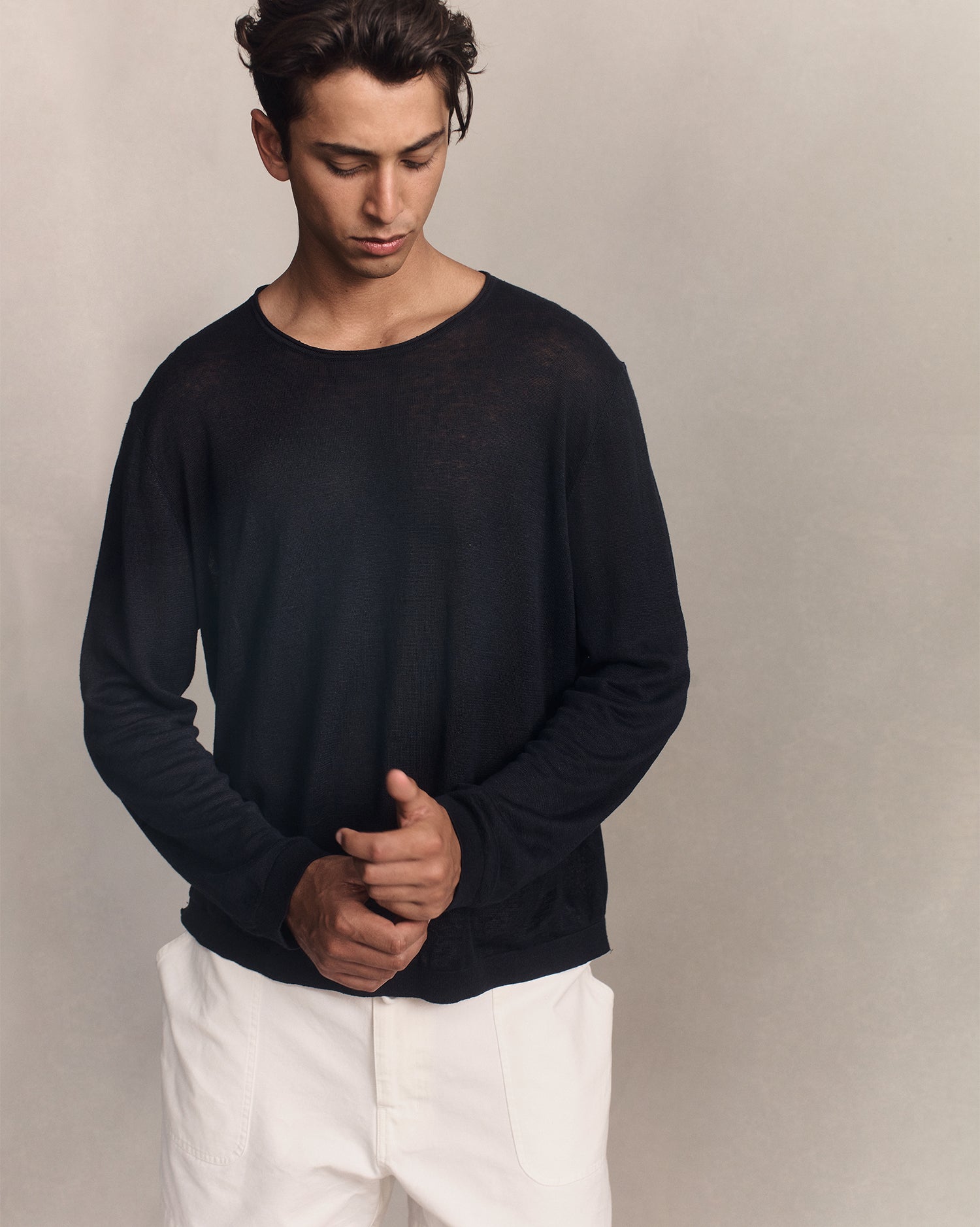 Linen Sweater - Navy