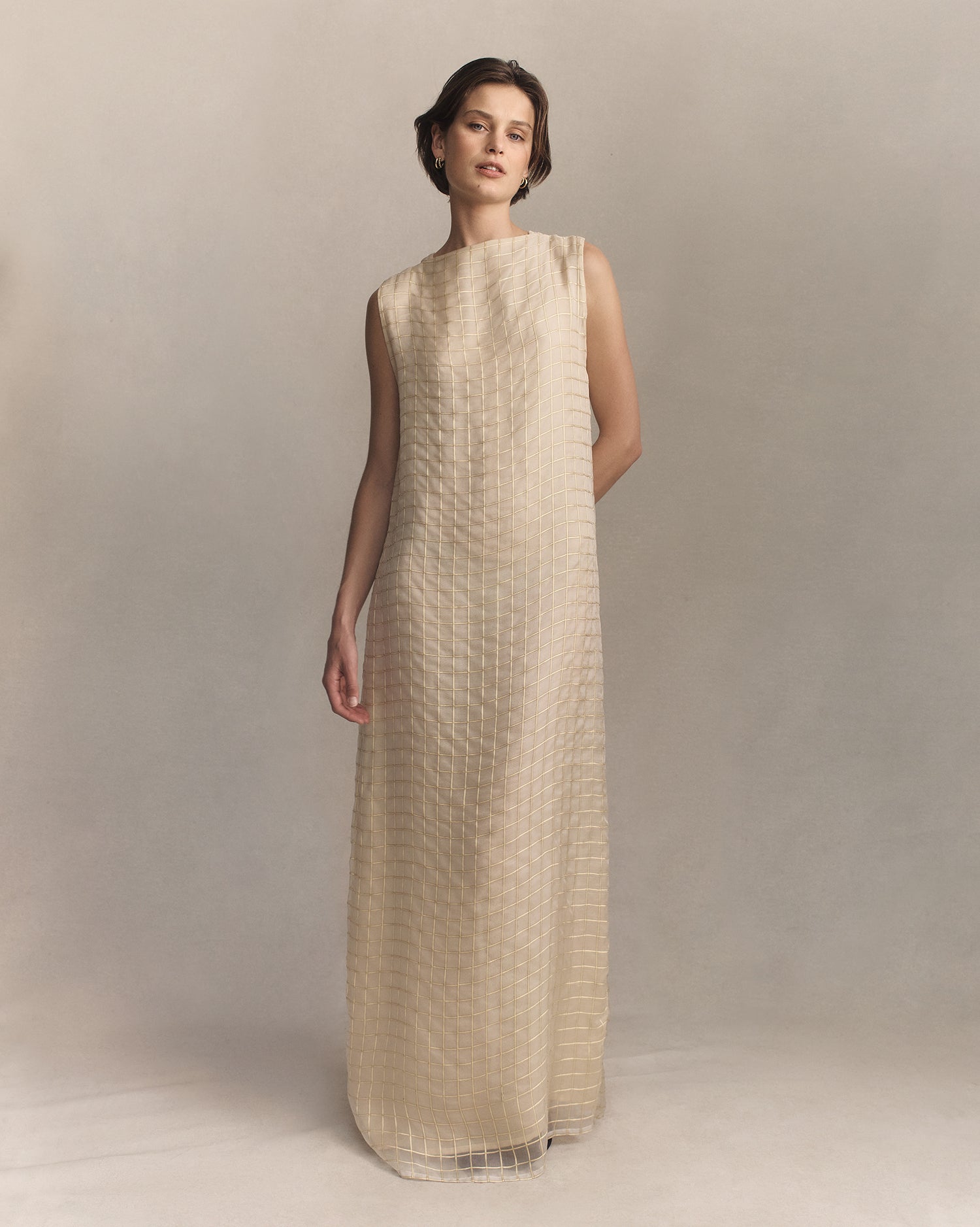 Tia Dress - Gold Check | P Johnson