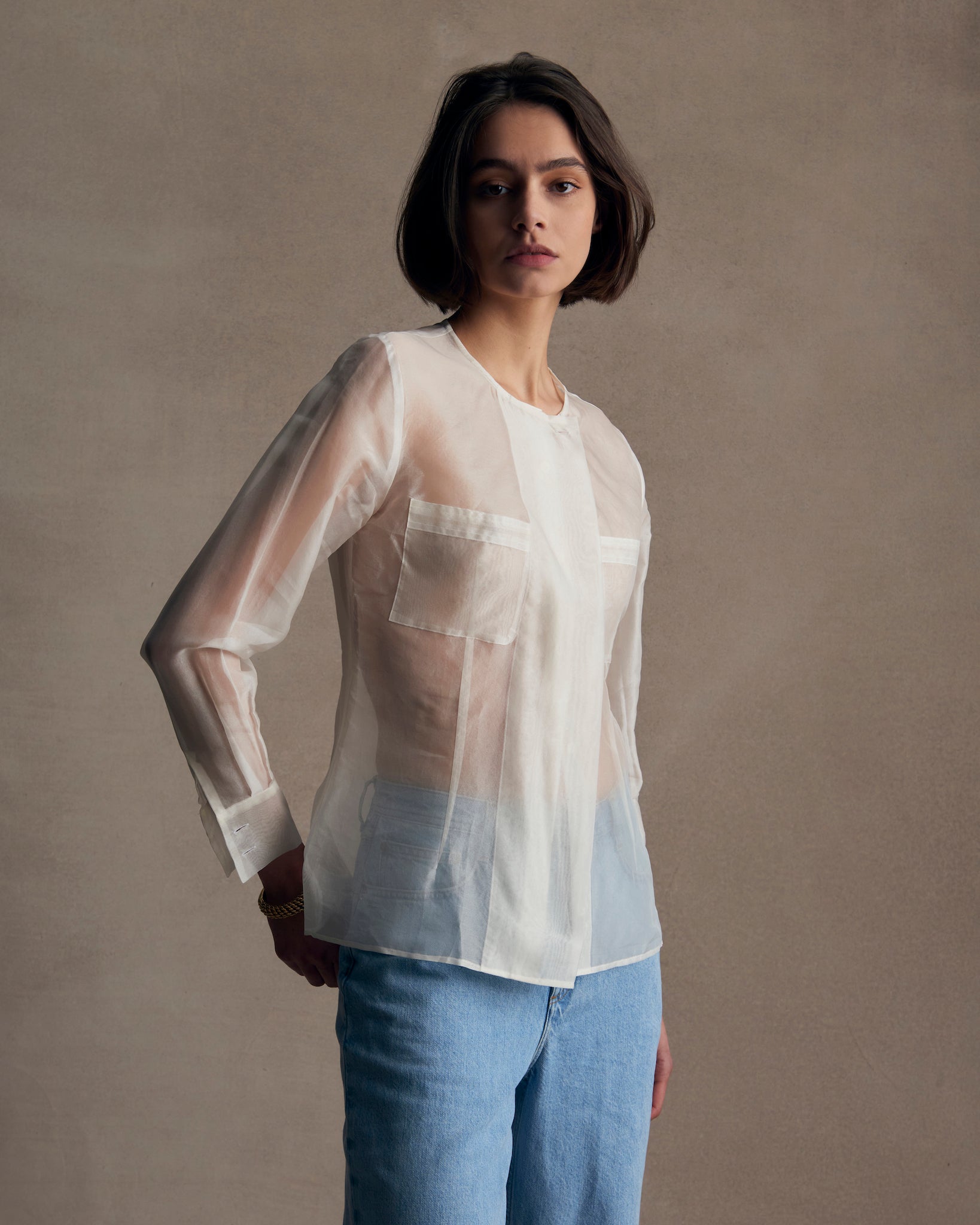 White Silk Organza Inès Shirt | P Johnson