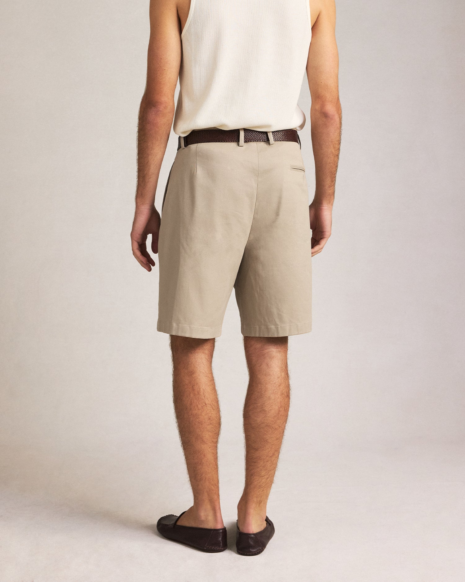 Double Pleated Chino Shorts - Oatmeal