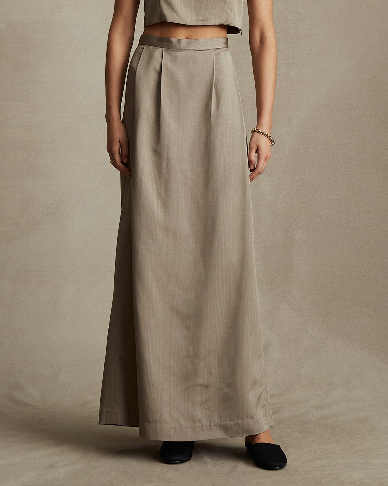 Helena Straight Skirt - Taupe Moire