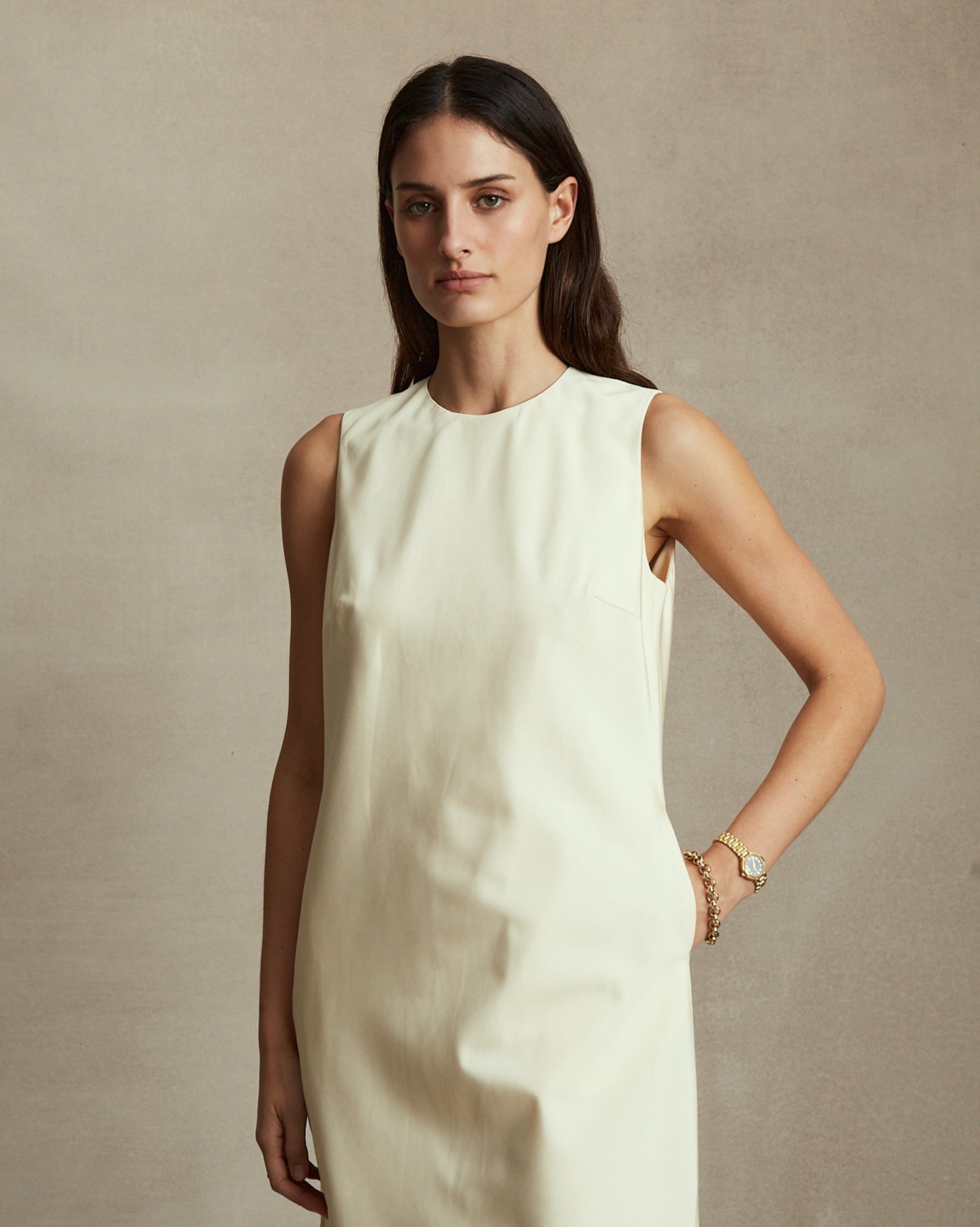 Chelsea Dress - Antique White Moire | P Johnson