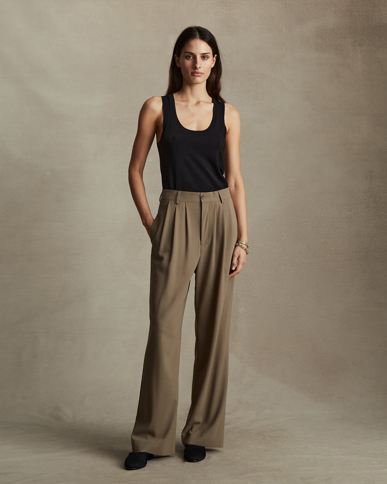 Ava Pleated Trouser - Taupe