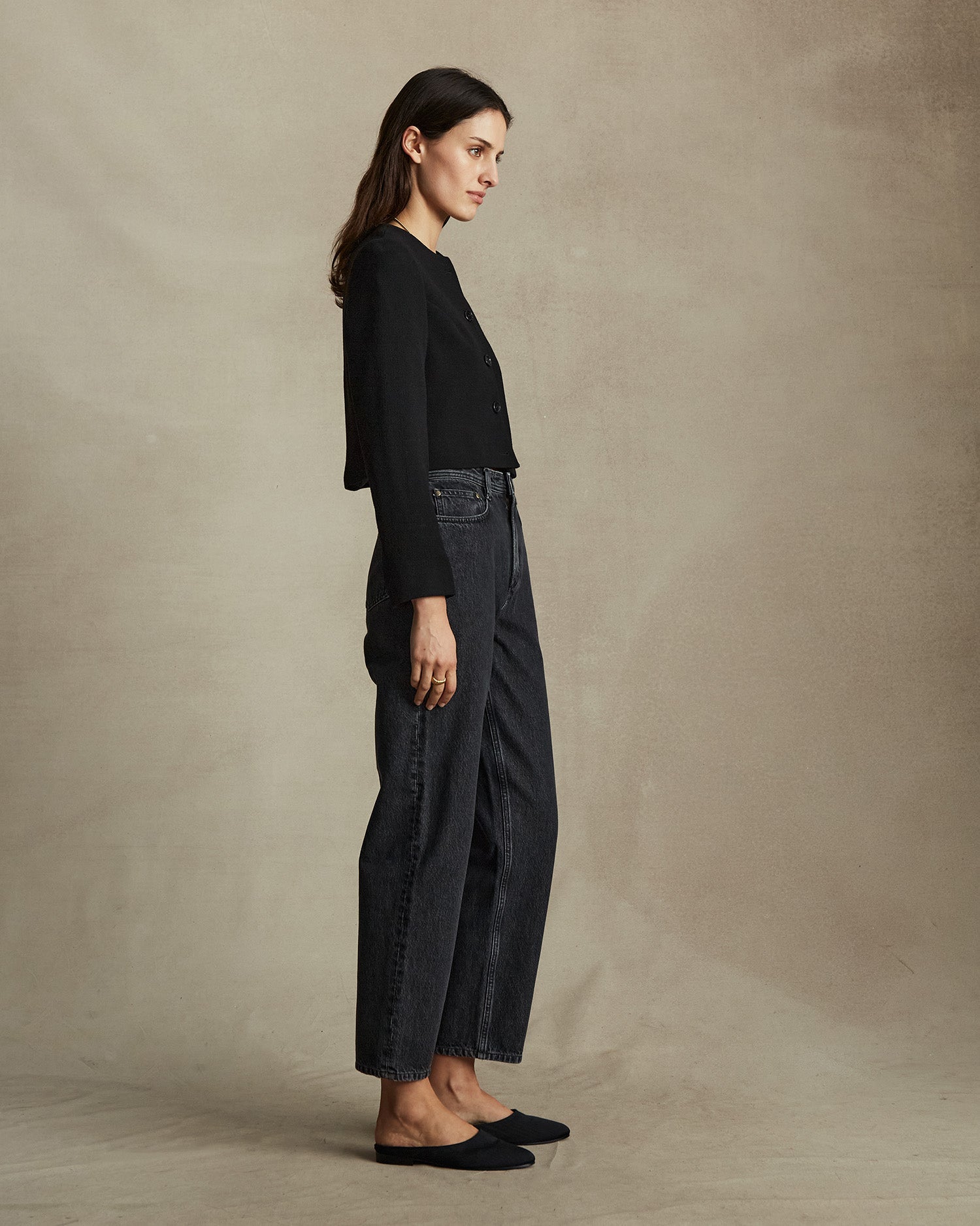 Black Crepe Corta Jacket | P Johnson