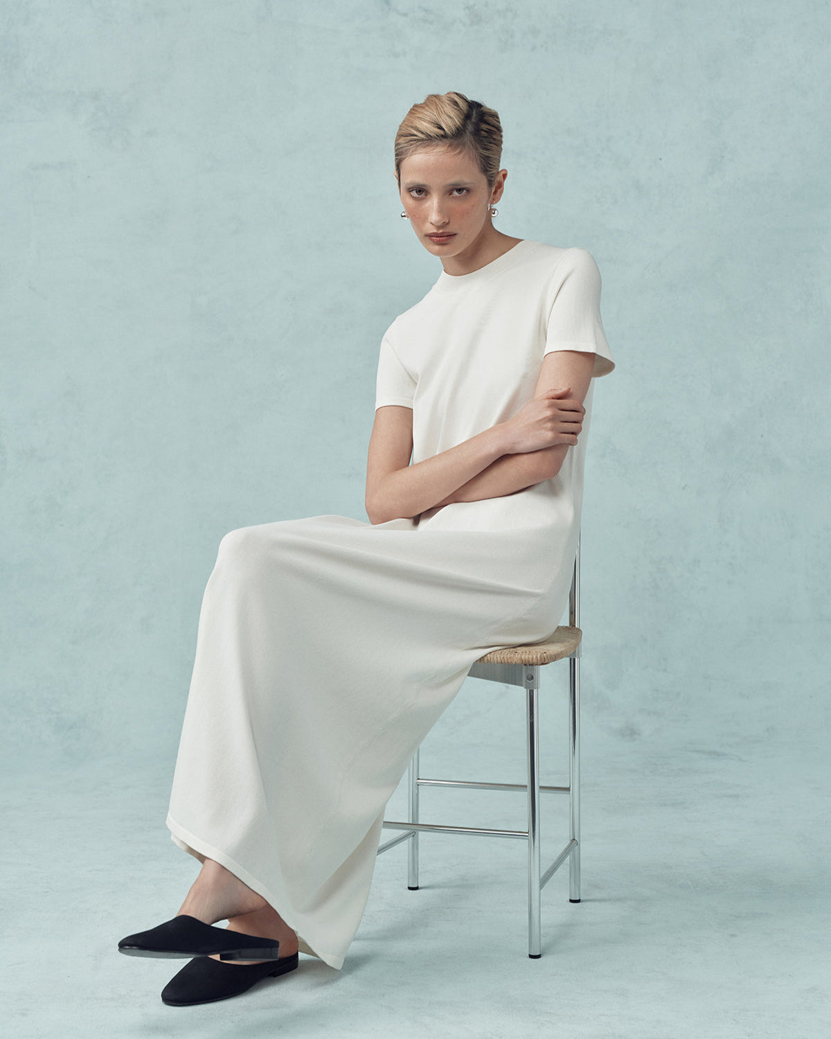 Crepe Knit Tee Dress - Off White