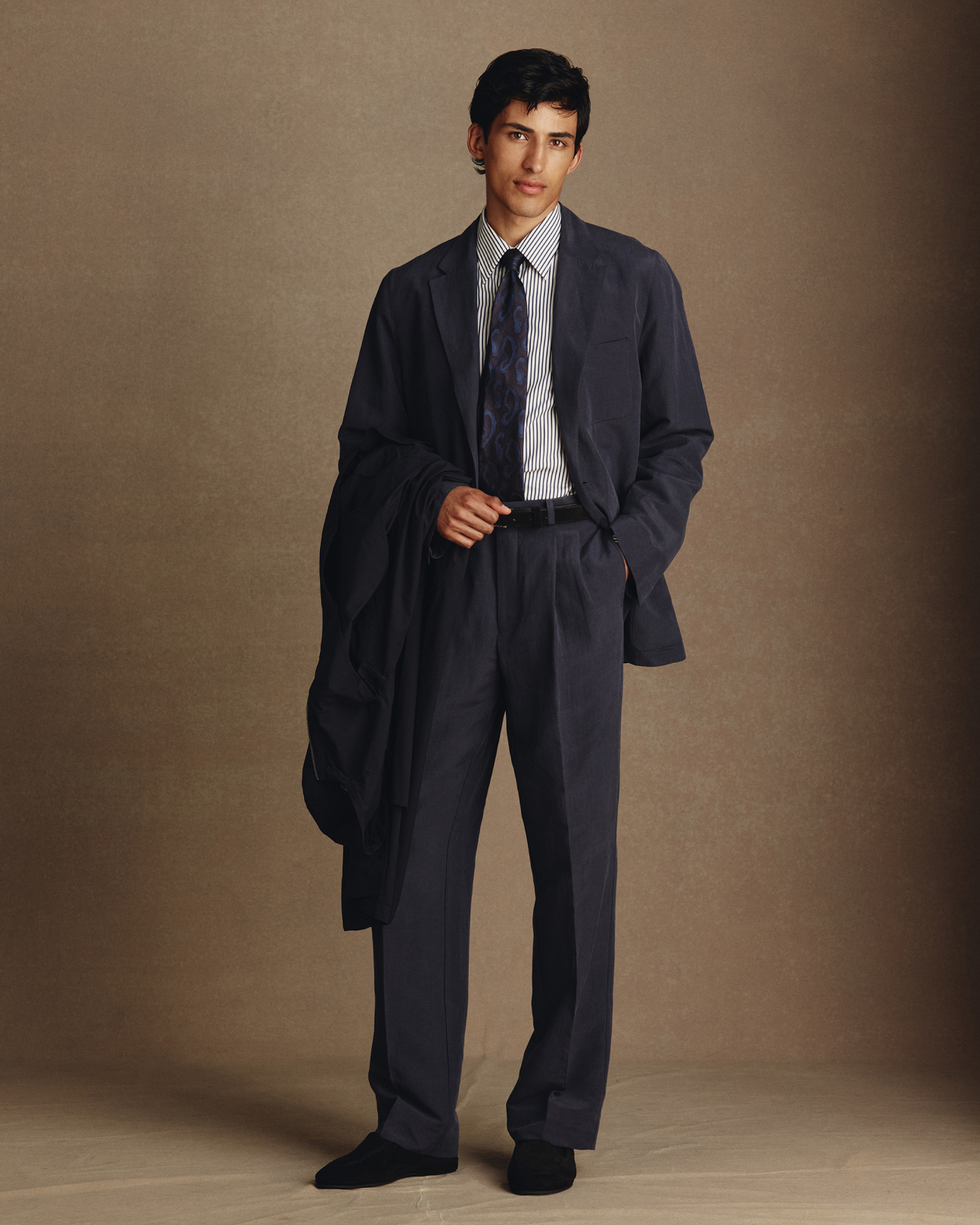 Slack Jacket - Navy Silk Linen
