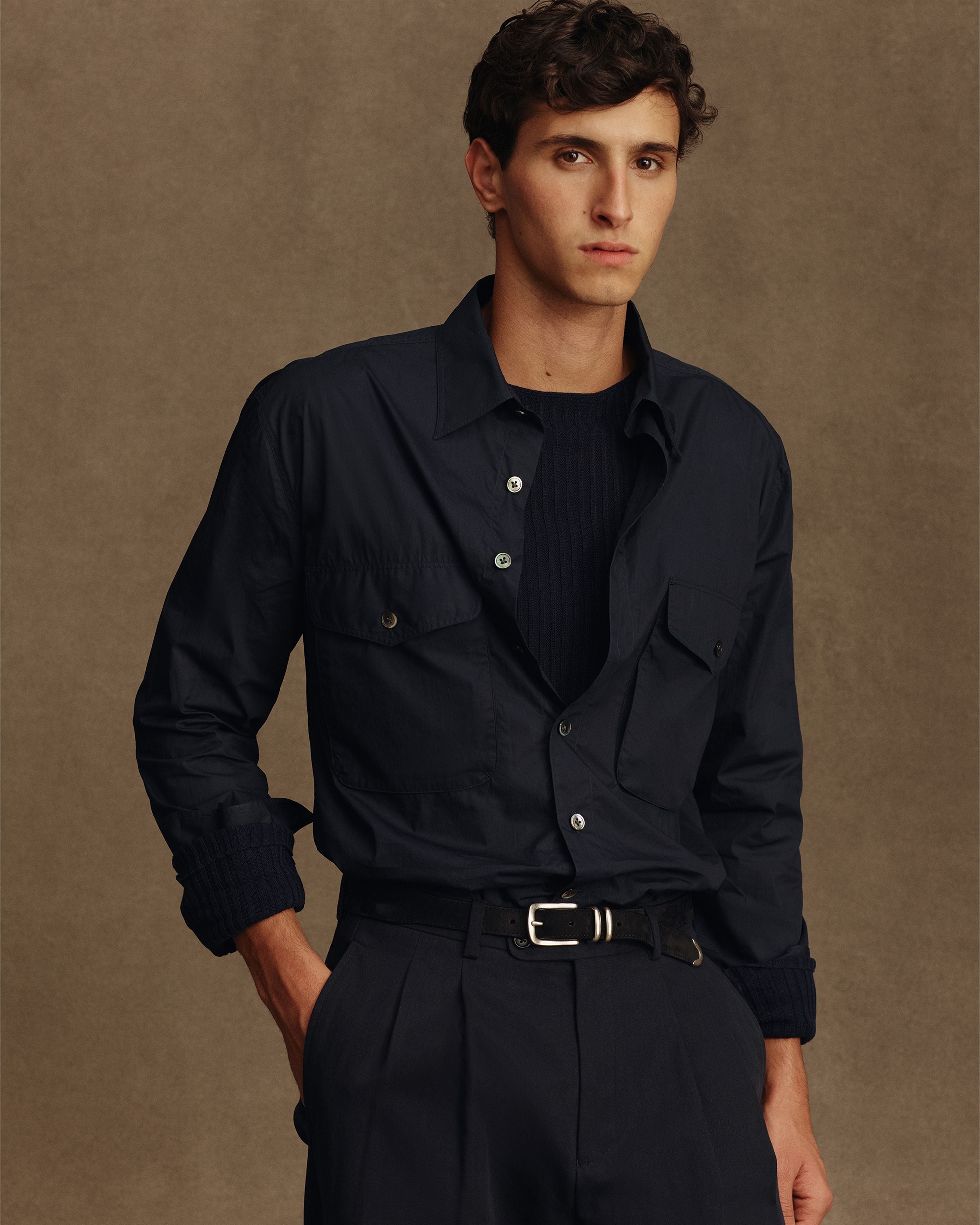 Alby Shirt - Navy Poplin
