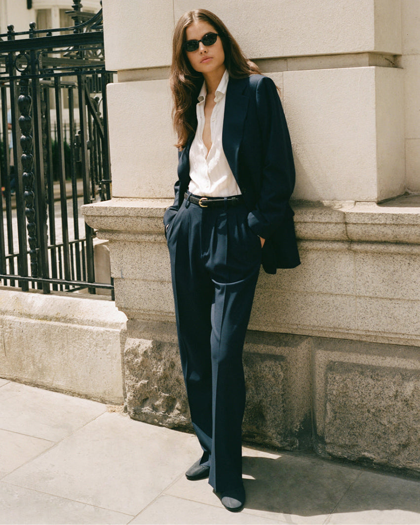 Ava Pleated Trouser - Dark Navy