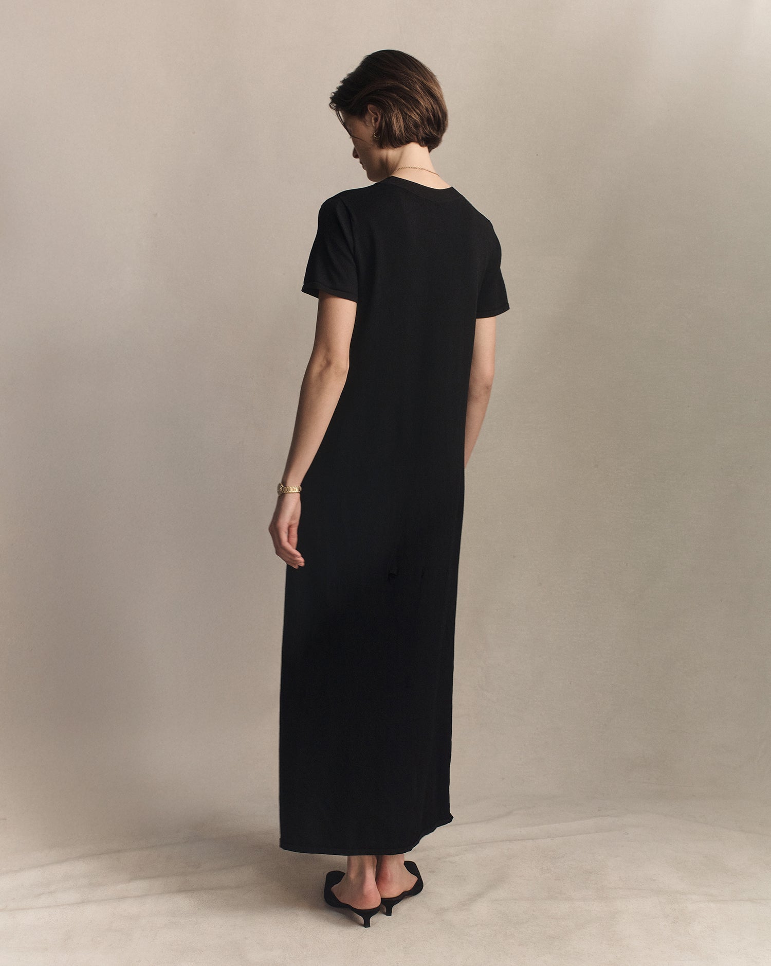 Crepe Knit Tee Dress - Black