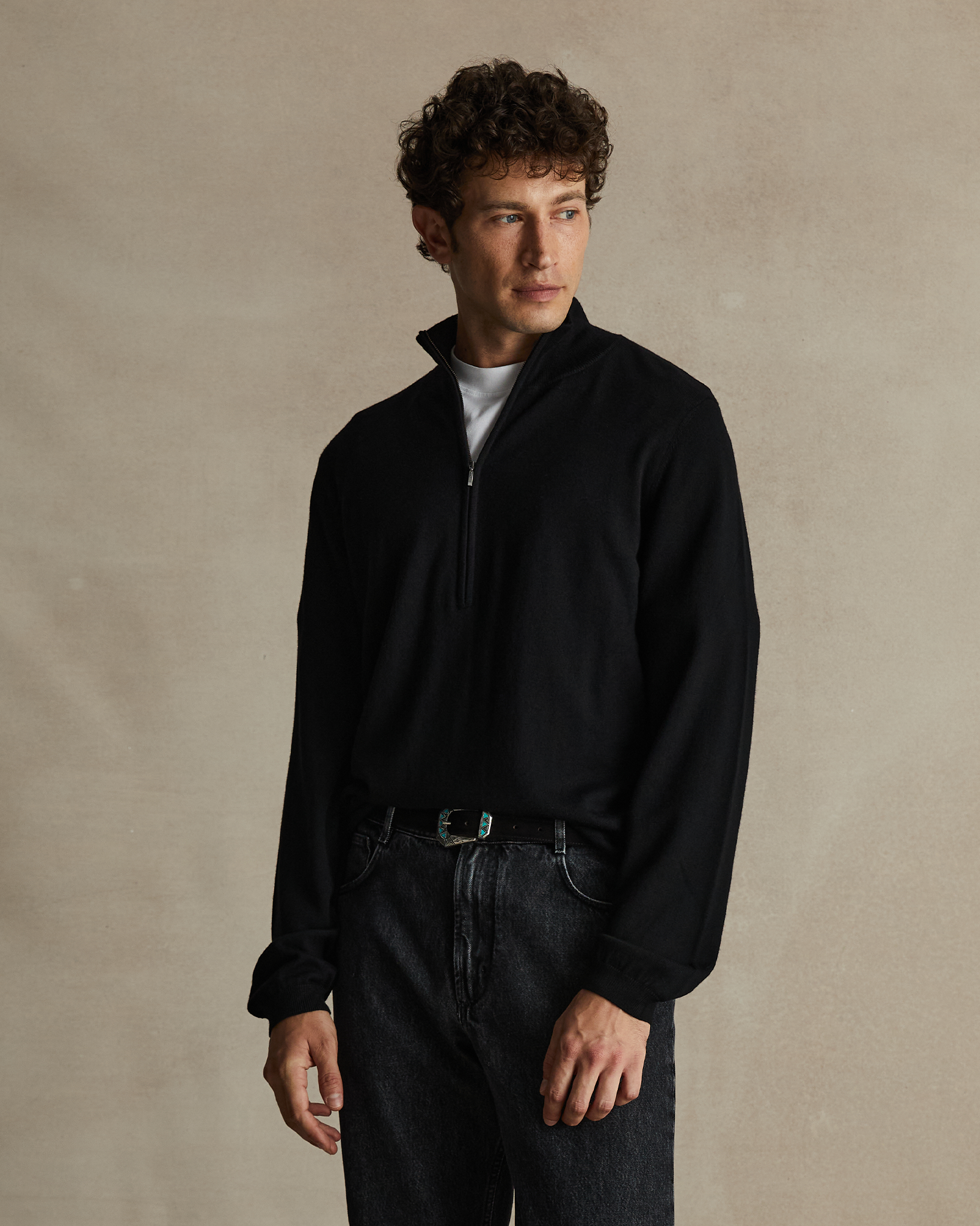 Merino Quarter Zip - Black | P Johnson