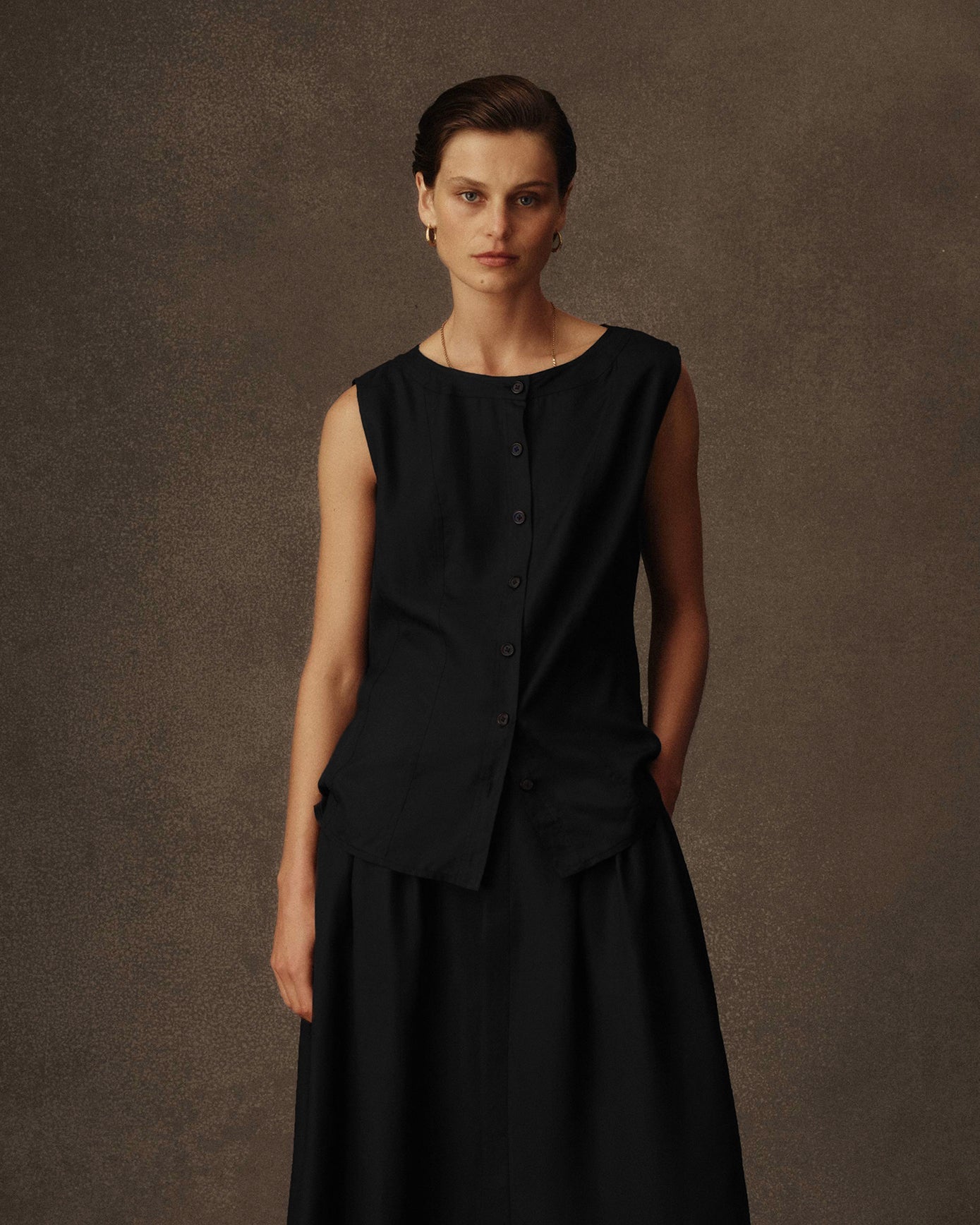 Bodice Top - Black Dupioni