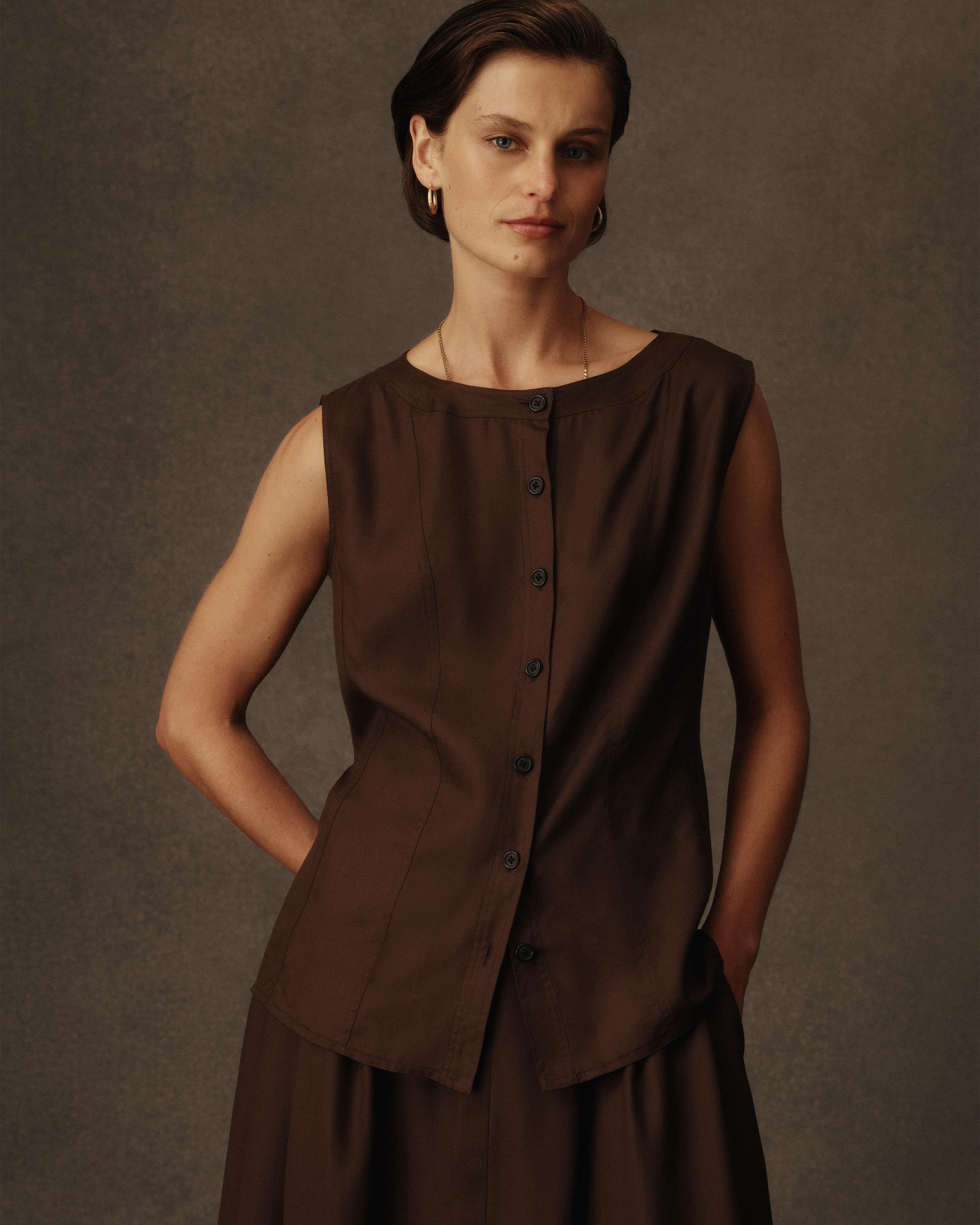 Bodice Top - Chocolate Dupioni
