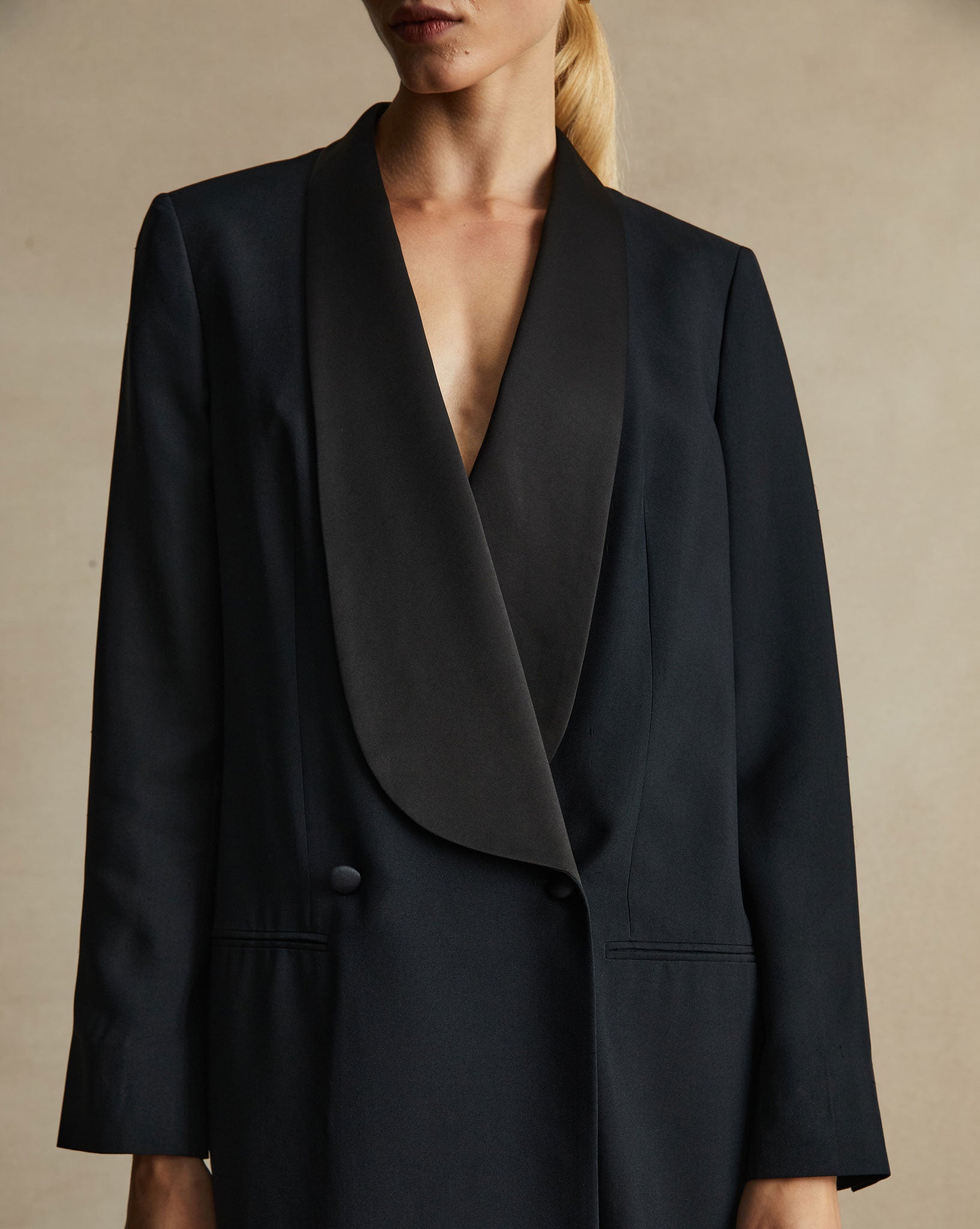 Black Silk Tuxedo Coat Dress | P Johnson