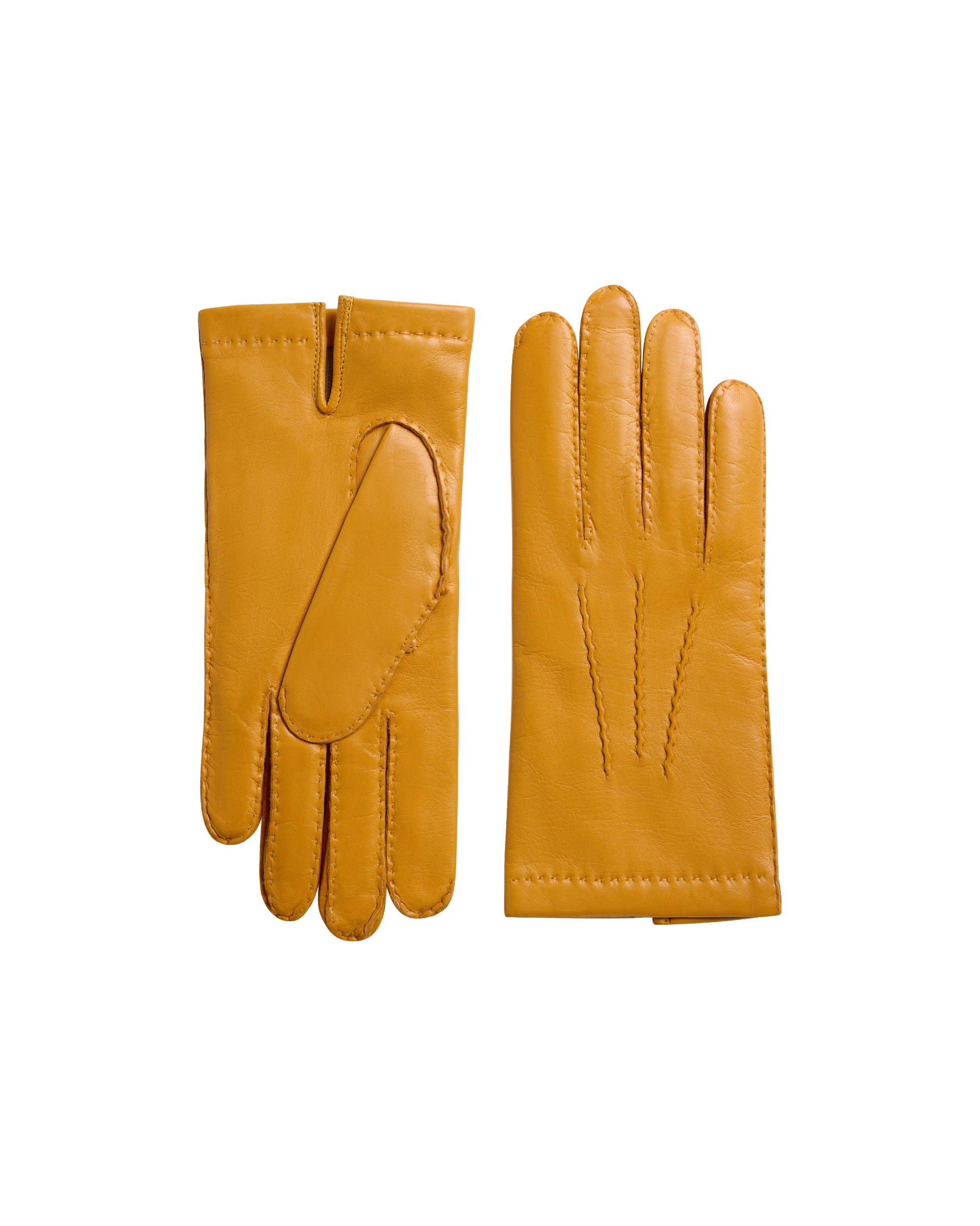 Cashmere Lined Costello Leather Gloves - Yellow