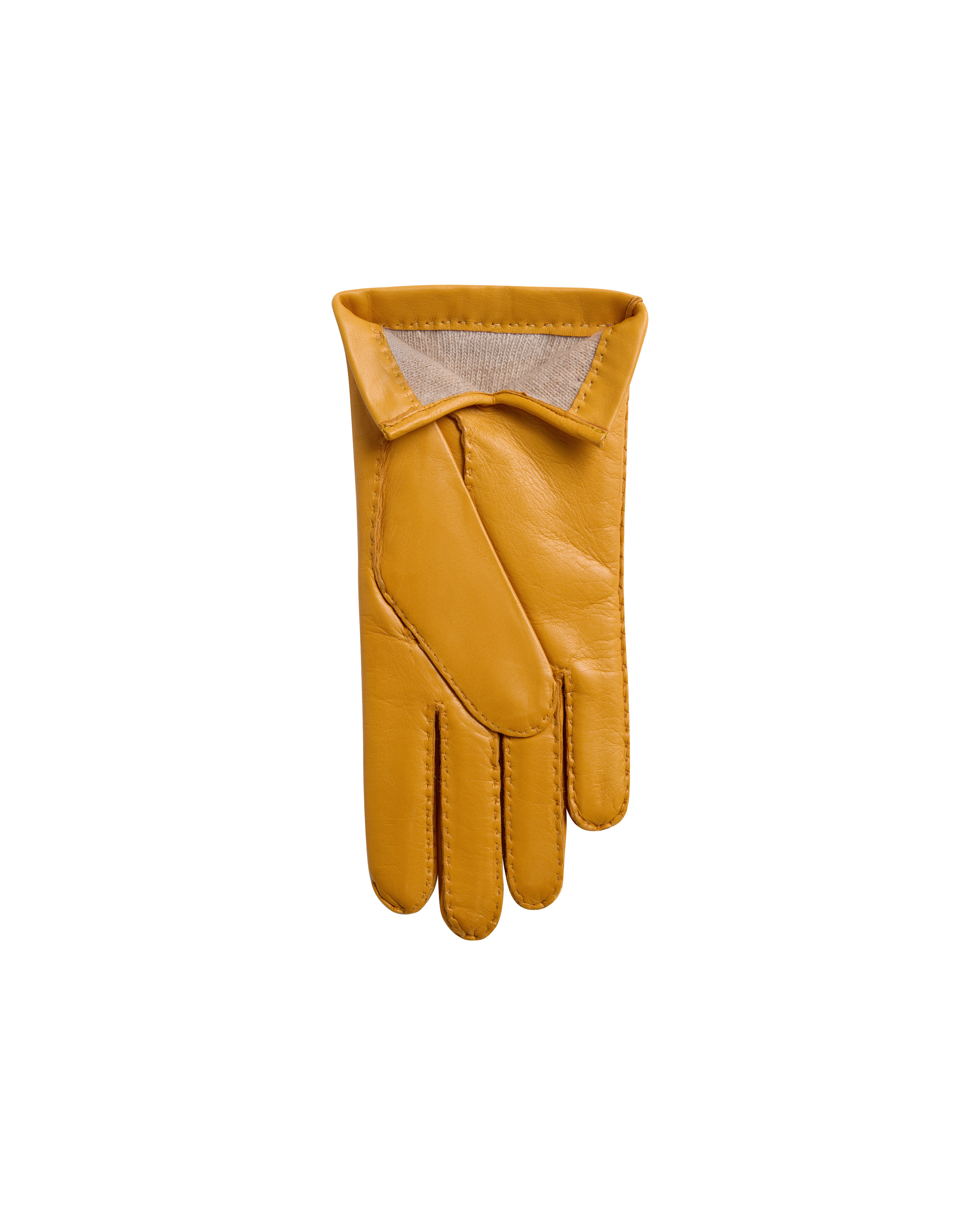 Cashmere Lined Costello Leather Gloves - Yellow