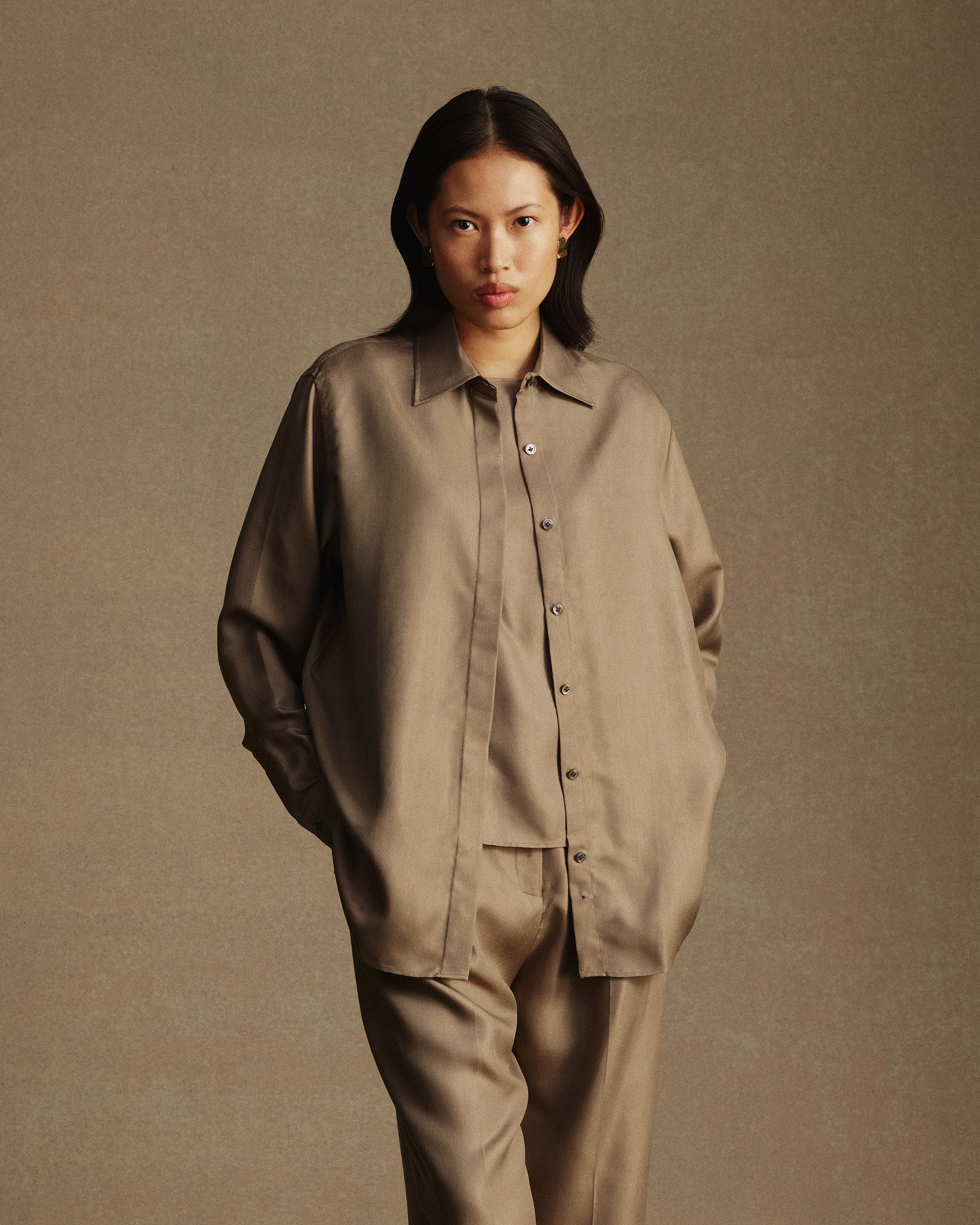 Classic Shirt - Taupe Dupioni