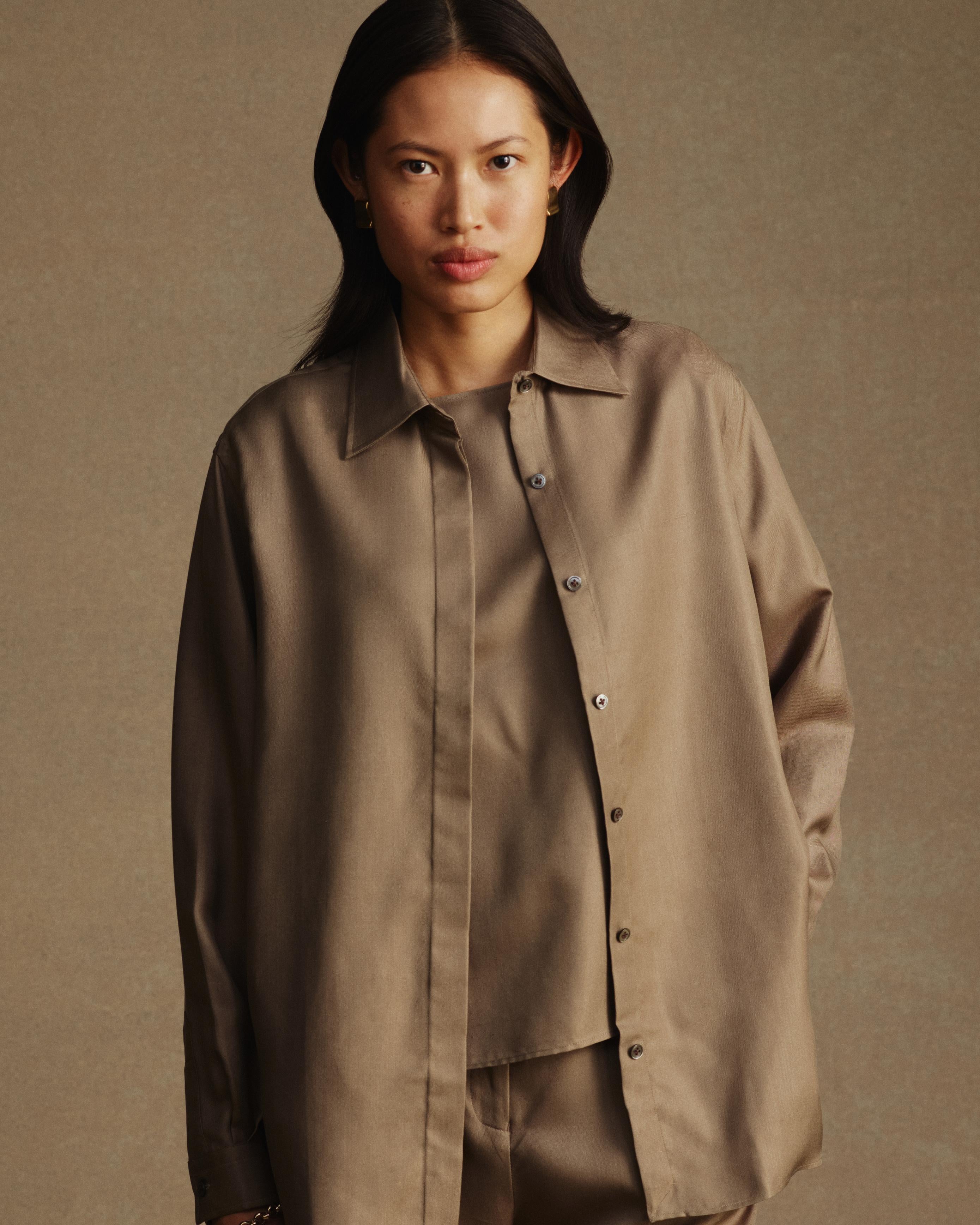 Classic Shirt - Taupe Dupioni