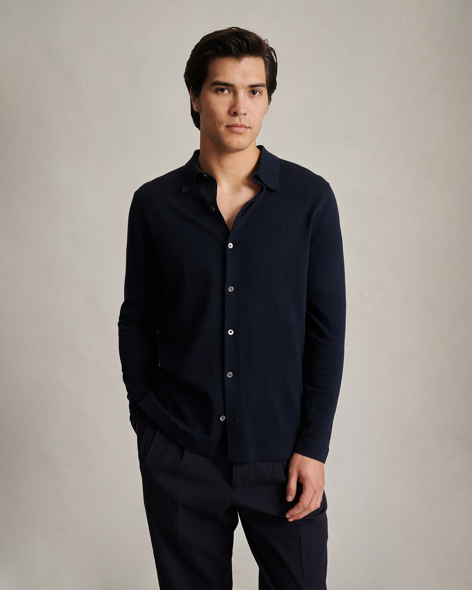Ice Cotton Shirt - Navy