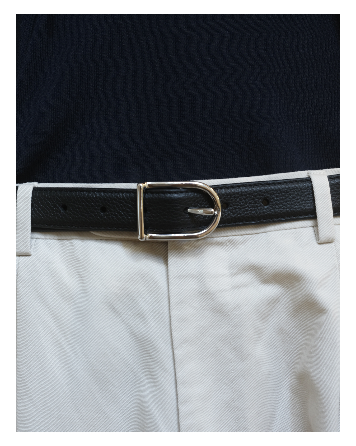 D Buckle Belt - Black Pebble Leather