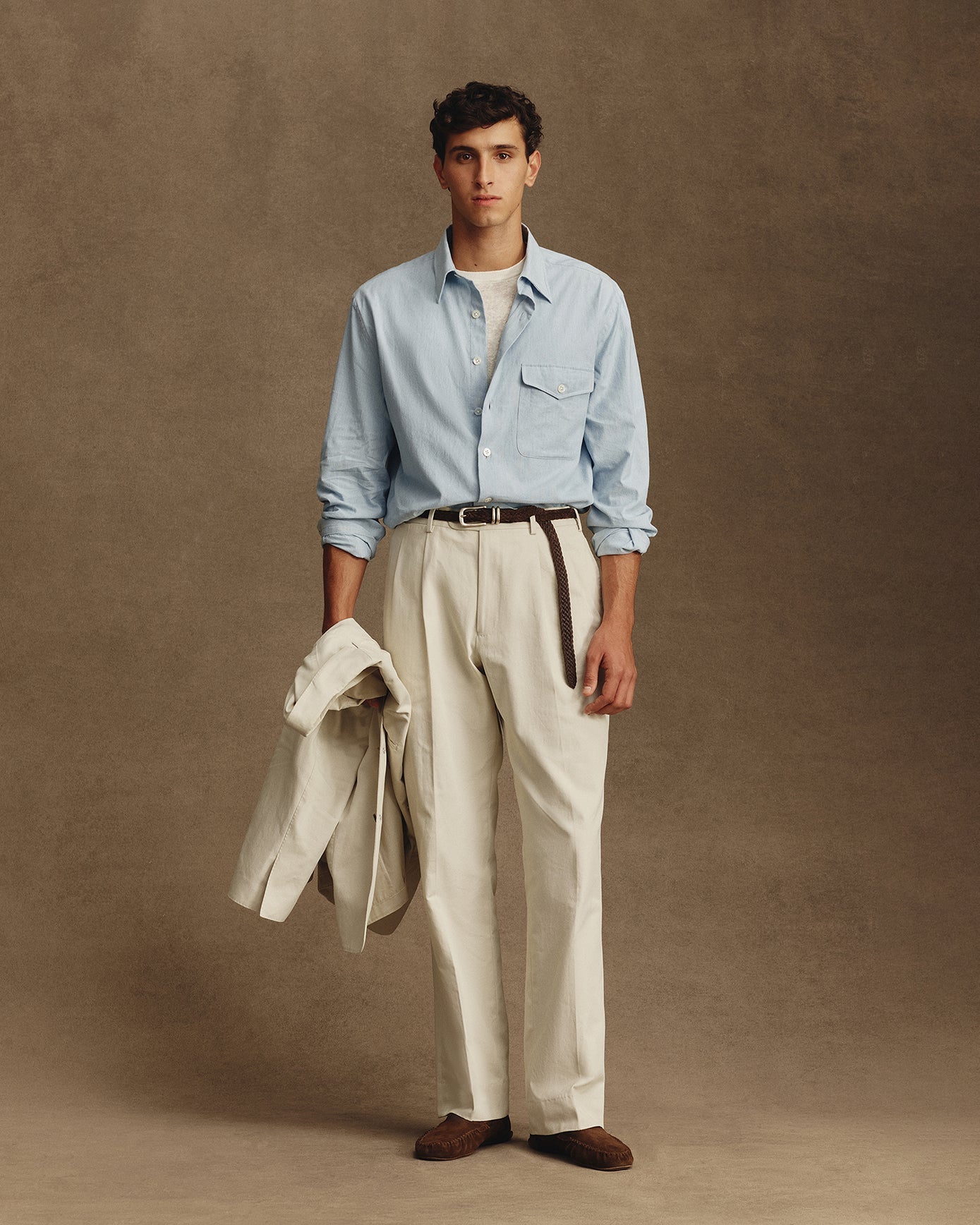 Double Pleated Trouser - Bone Canvas