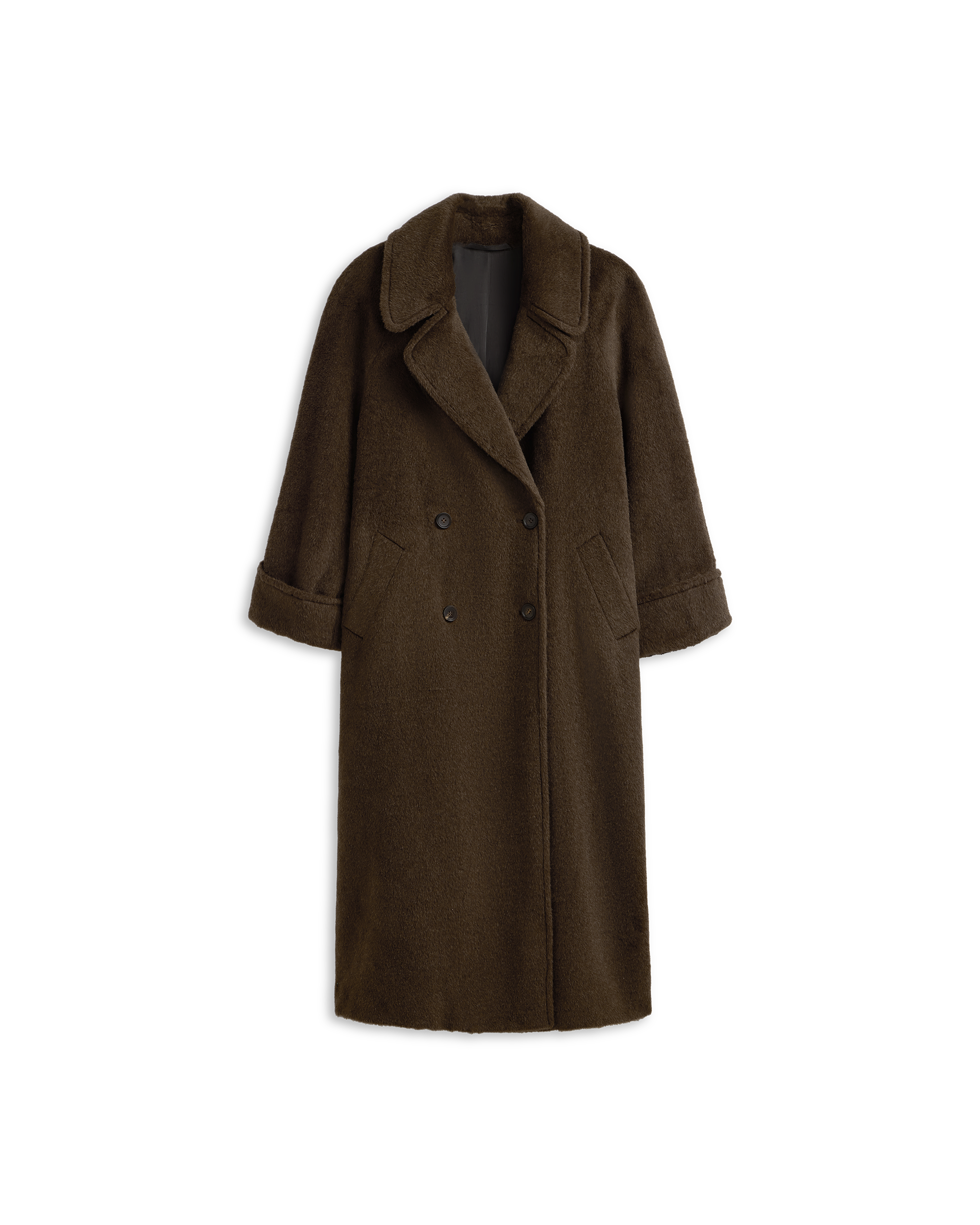 Double Breasted Raglan Overcoat - Brown