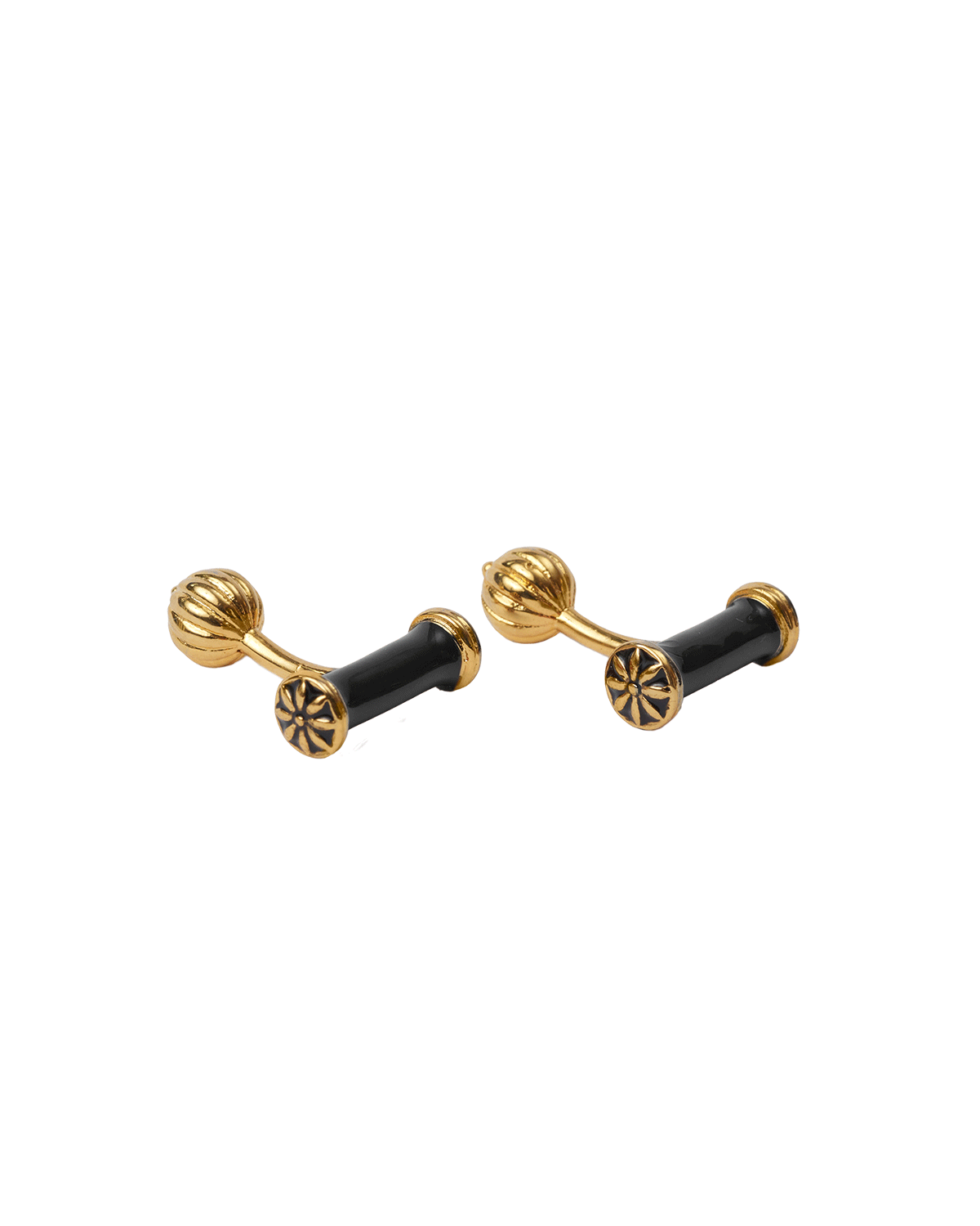 Hand Enamelled Bar Cuff Links - Black & Gold
