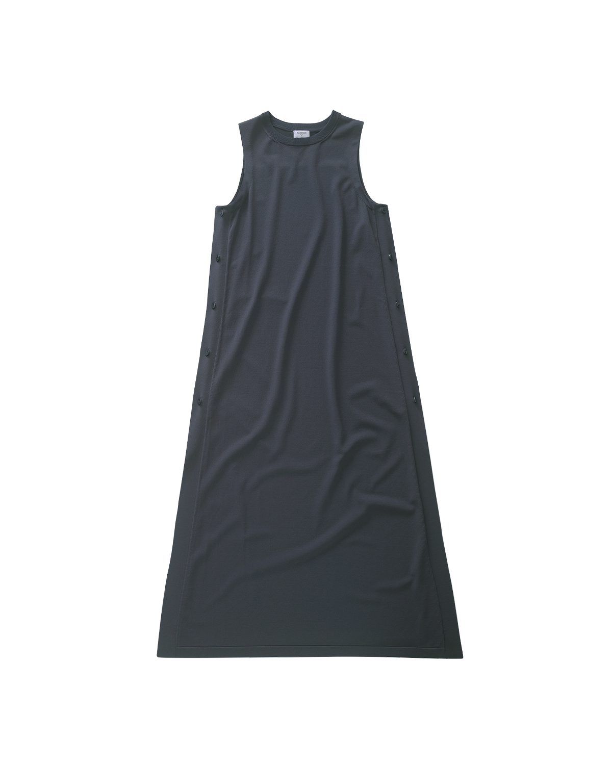 Crepe Knit Button Dress - Oily Blue