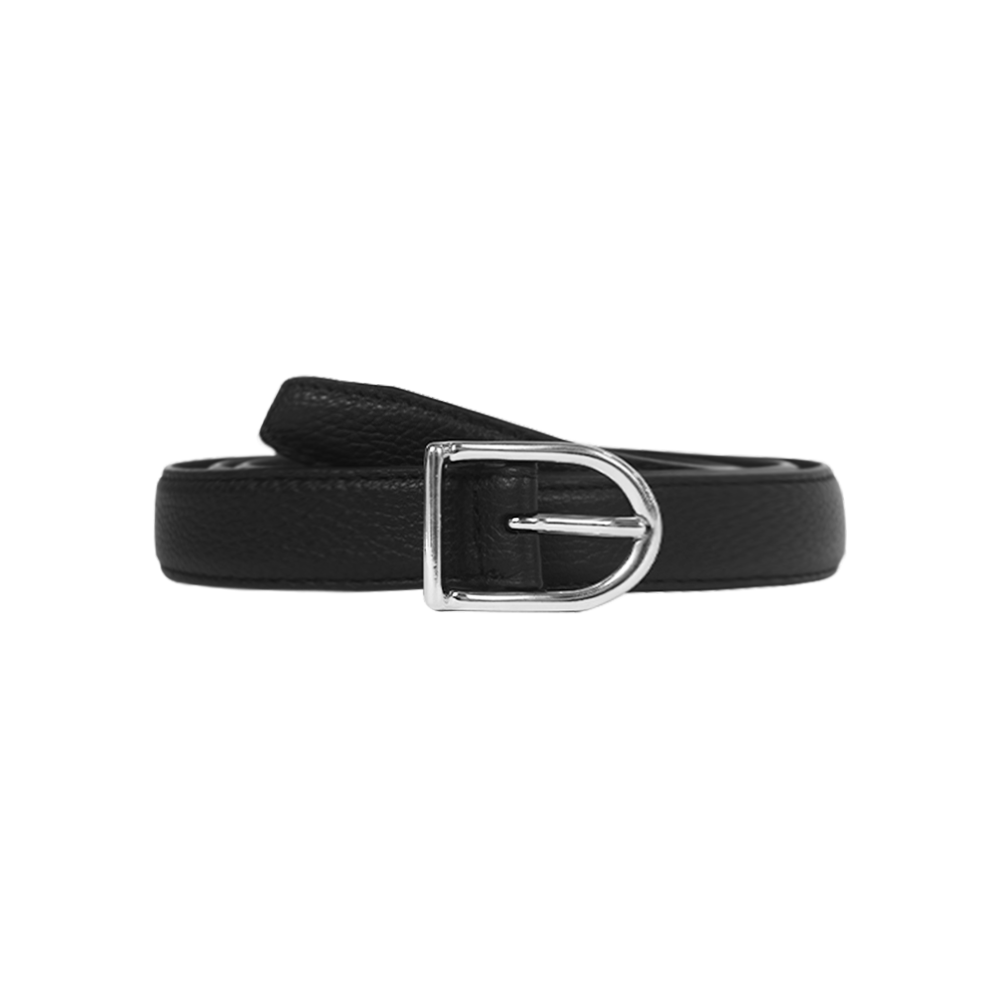 D Buckle Belt - Black Pebble Leather