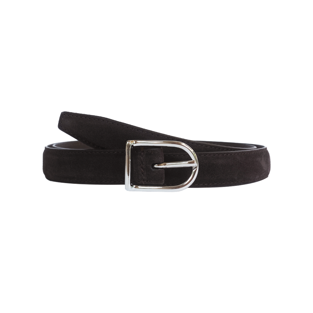 D Buckle Belt - Chocolate Suede
