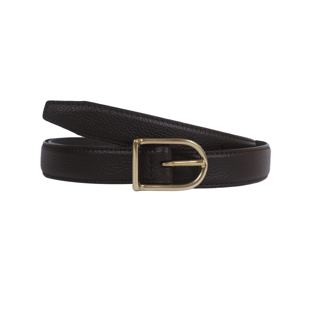 D Buckle Belt - Chocolate Pebble Leather