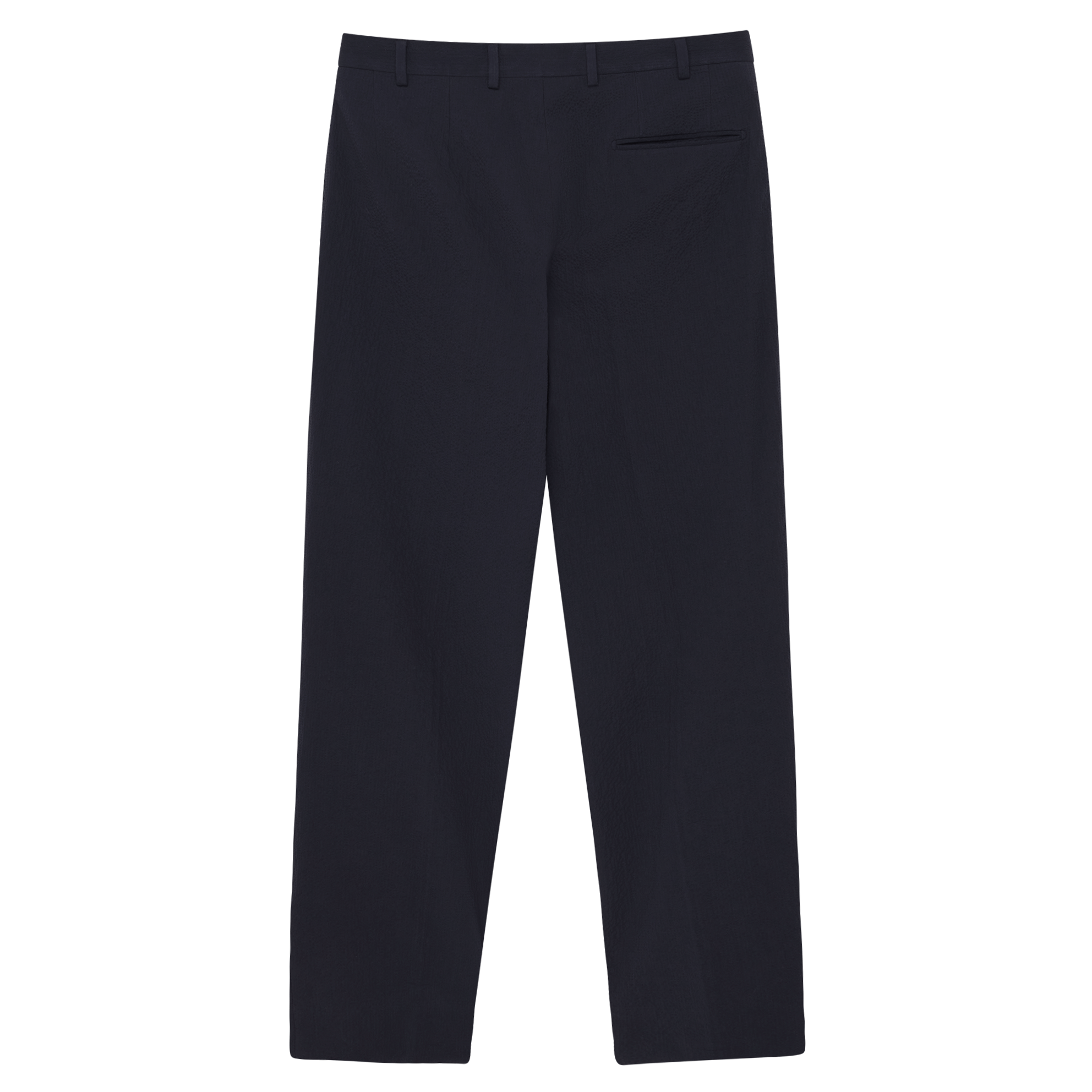 Double Pleated Trousers - Navy Seersucker