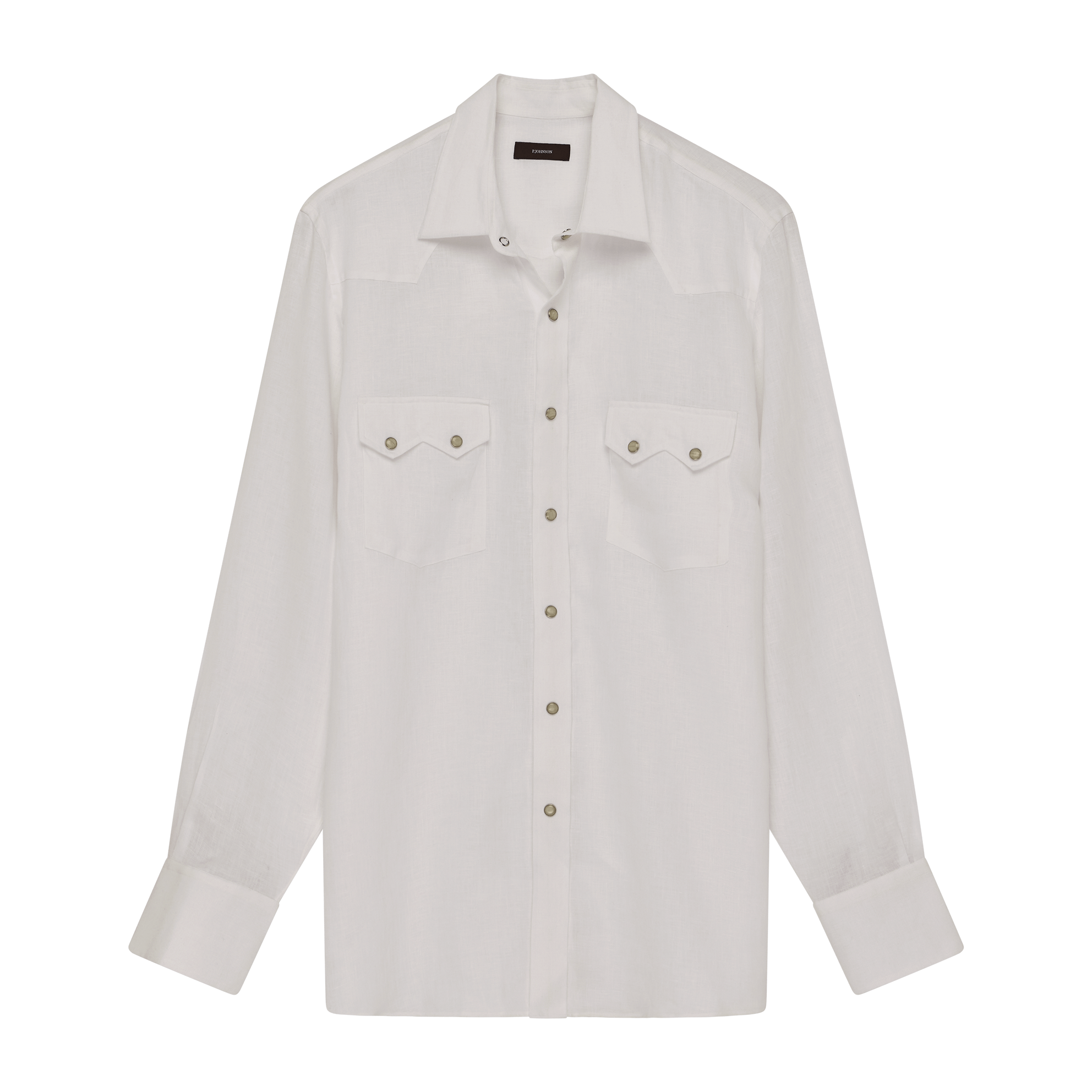 Western Shirt - White Linen Canvas