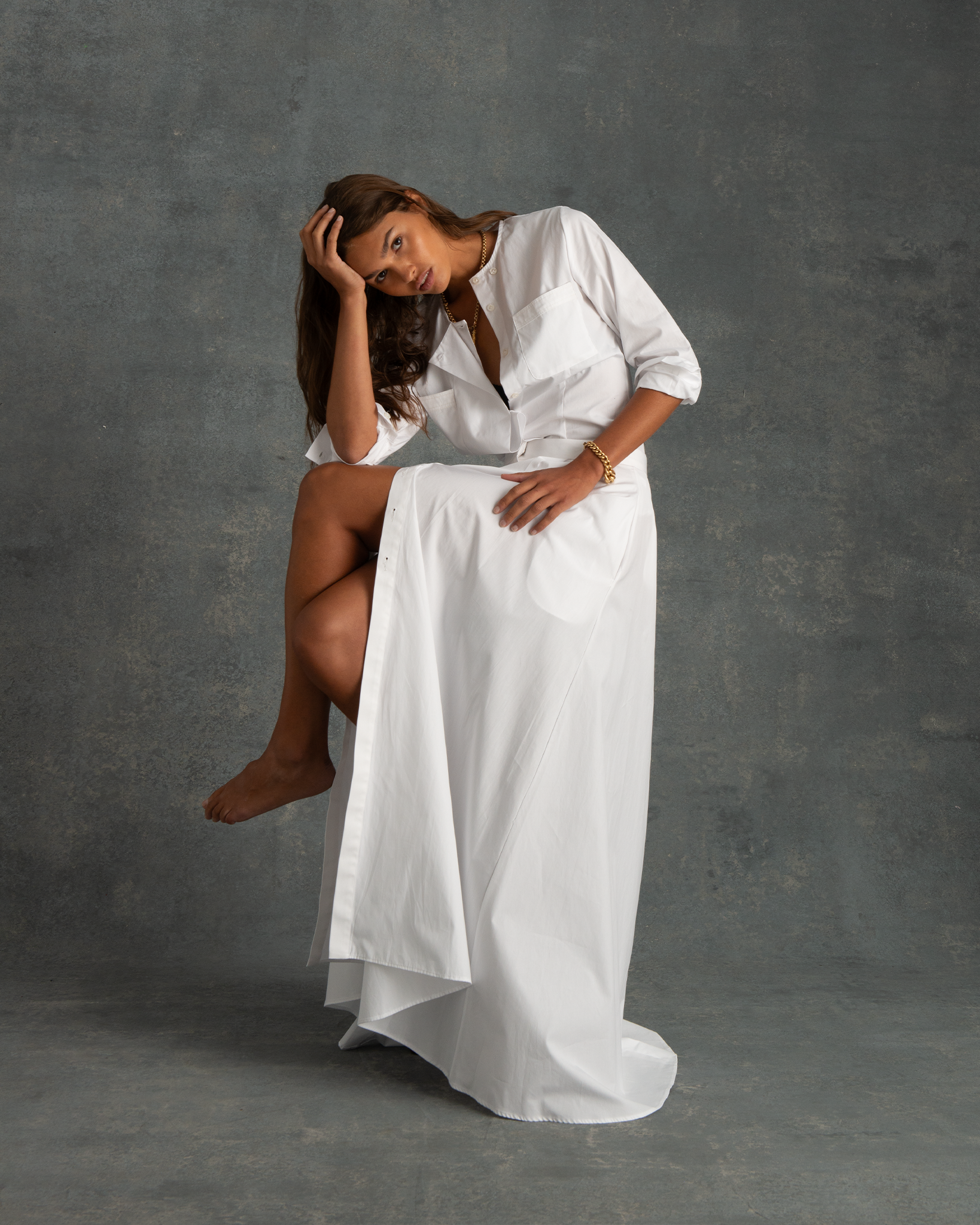 Kahlo Skirt - White Poplin | P Johnson