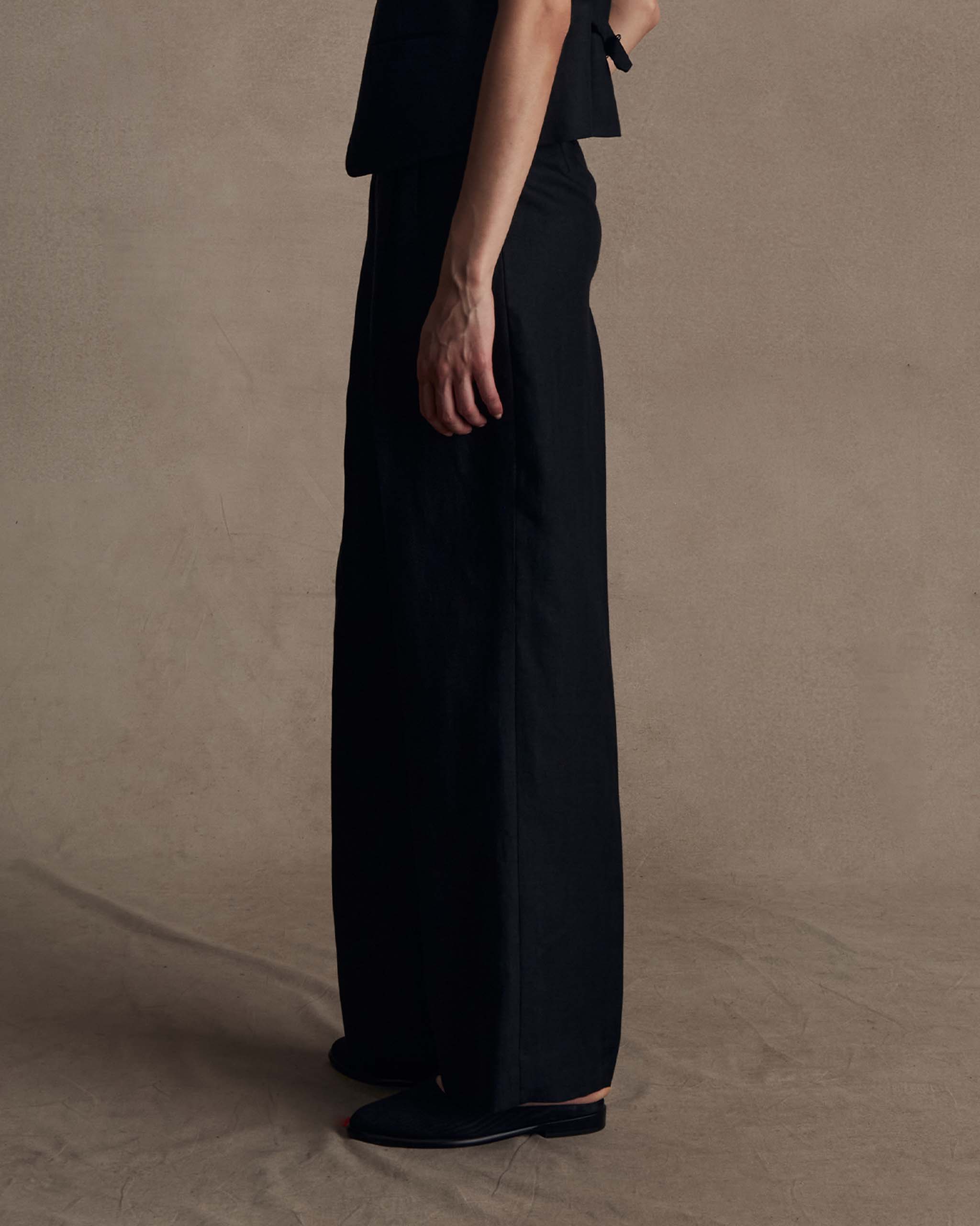 Black Herringbone Perriand Trousers | P Johnson