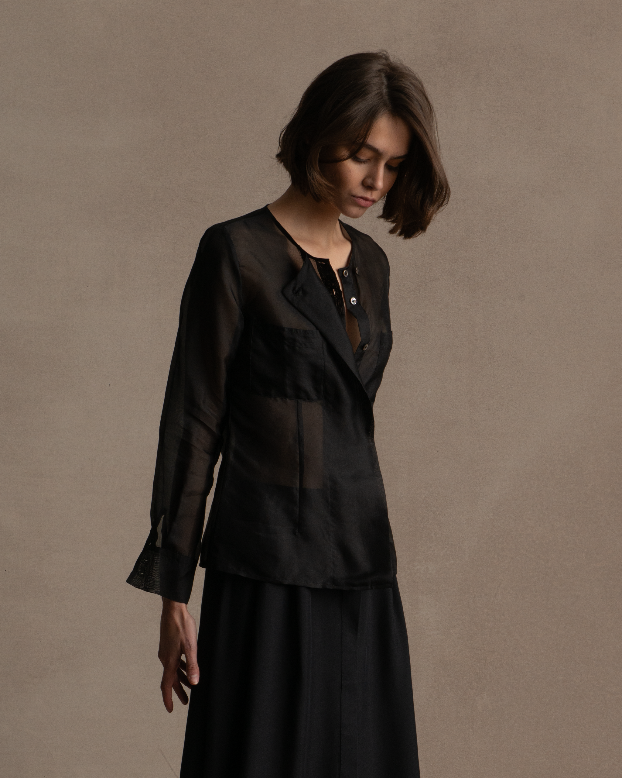 Black Silk Organza Inès Shirt | P Johnson
