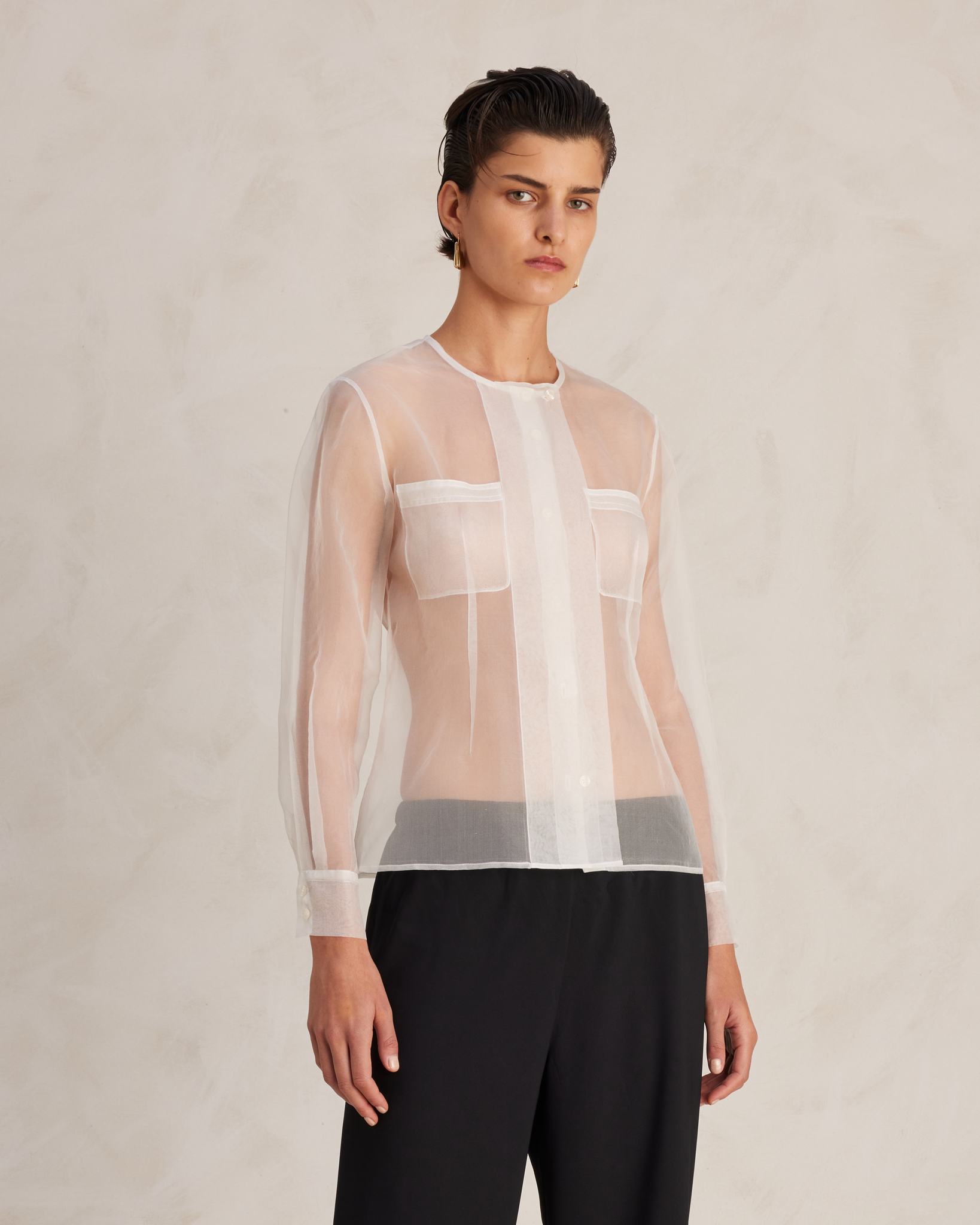 White Silk Organza Inès Shirt | P Johnson