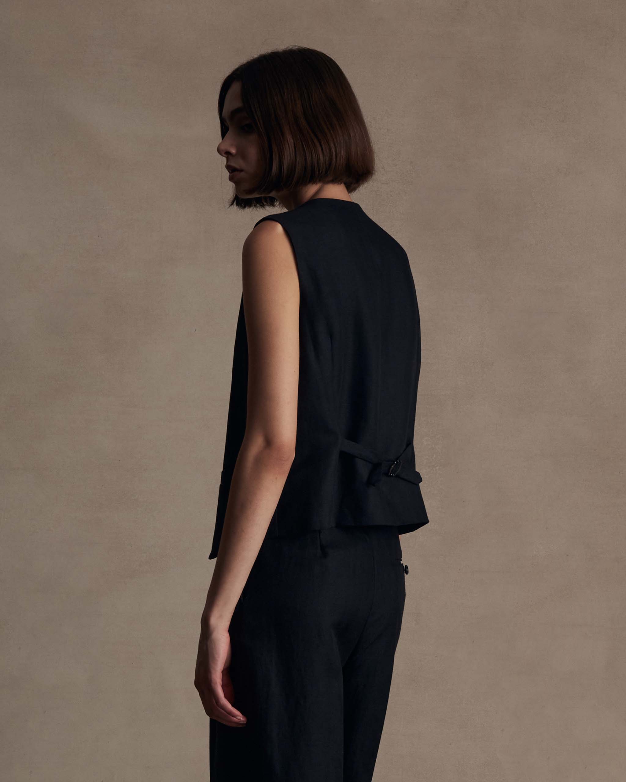 Black Herringbone Waistcoat | P Johnson