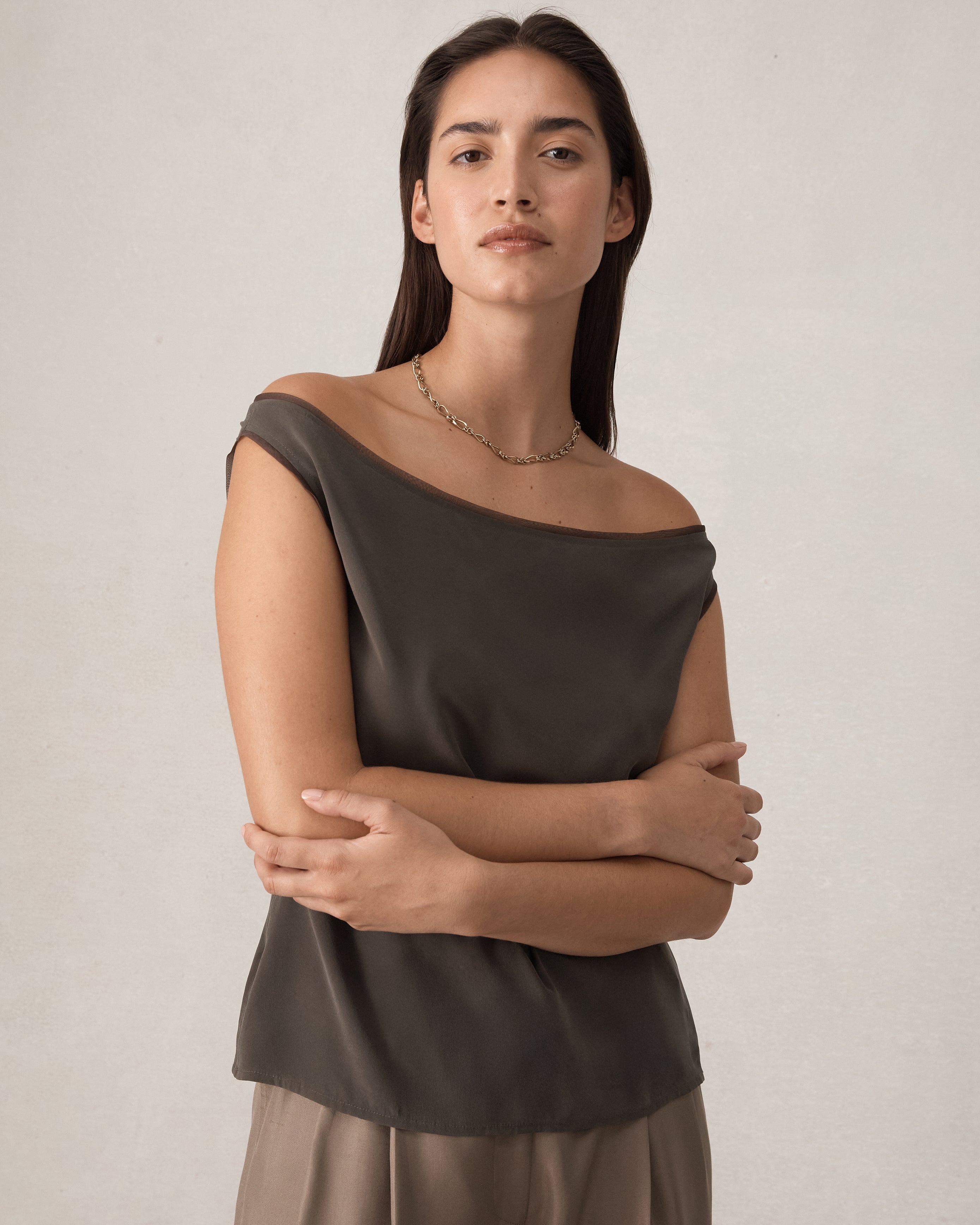 Faye Top - Olive Silk