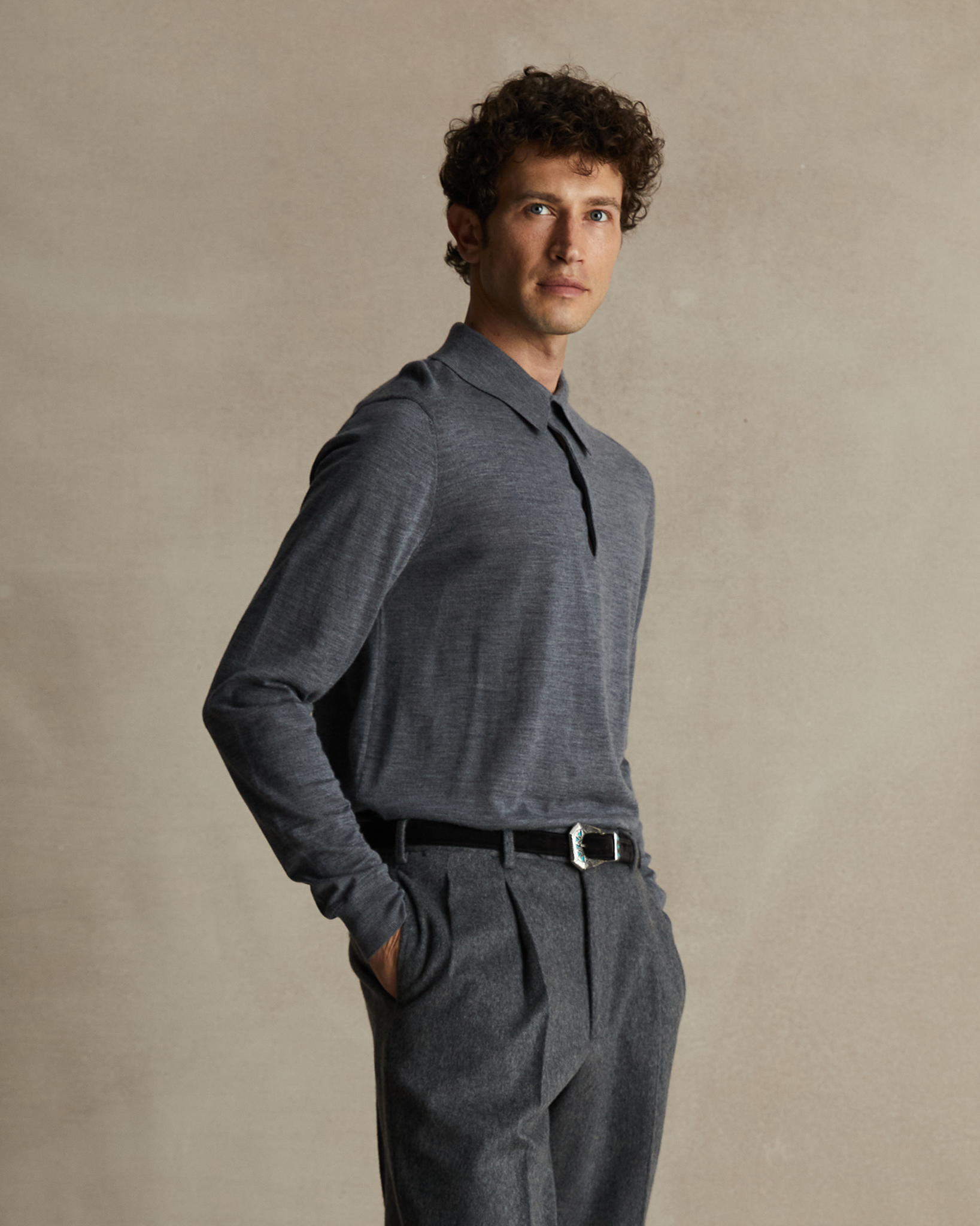 Merino Polo - Grey
