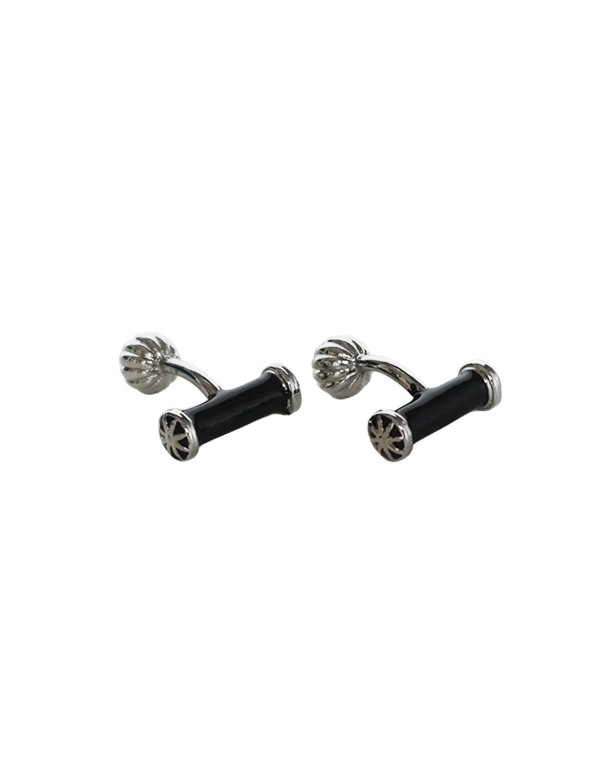 Hand Enamelled Bar Cuff Links - Black & Silver