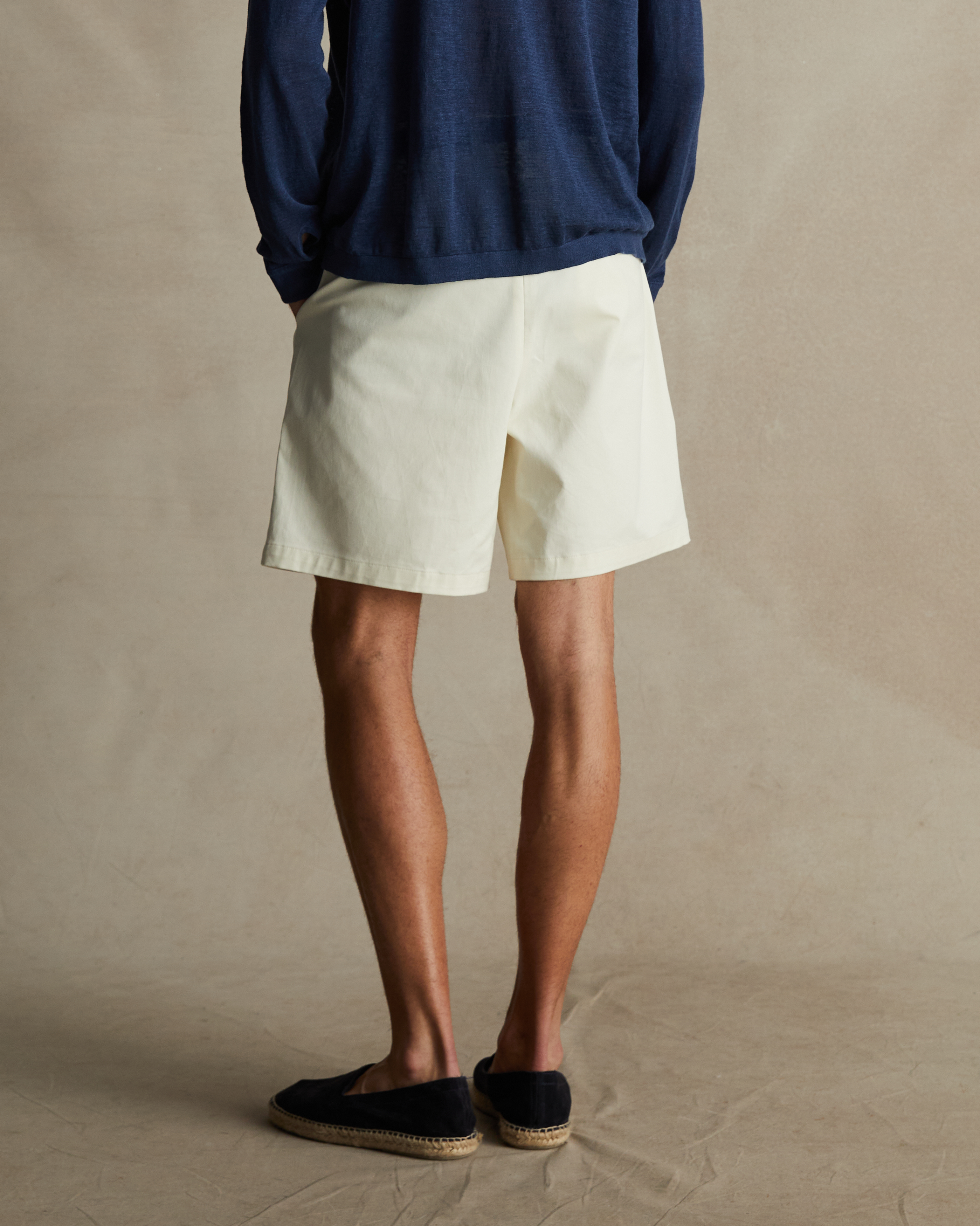 Double Pleated Chino Shorts - Off White